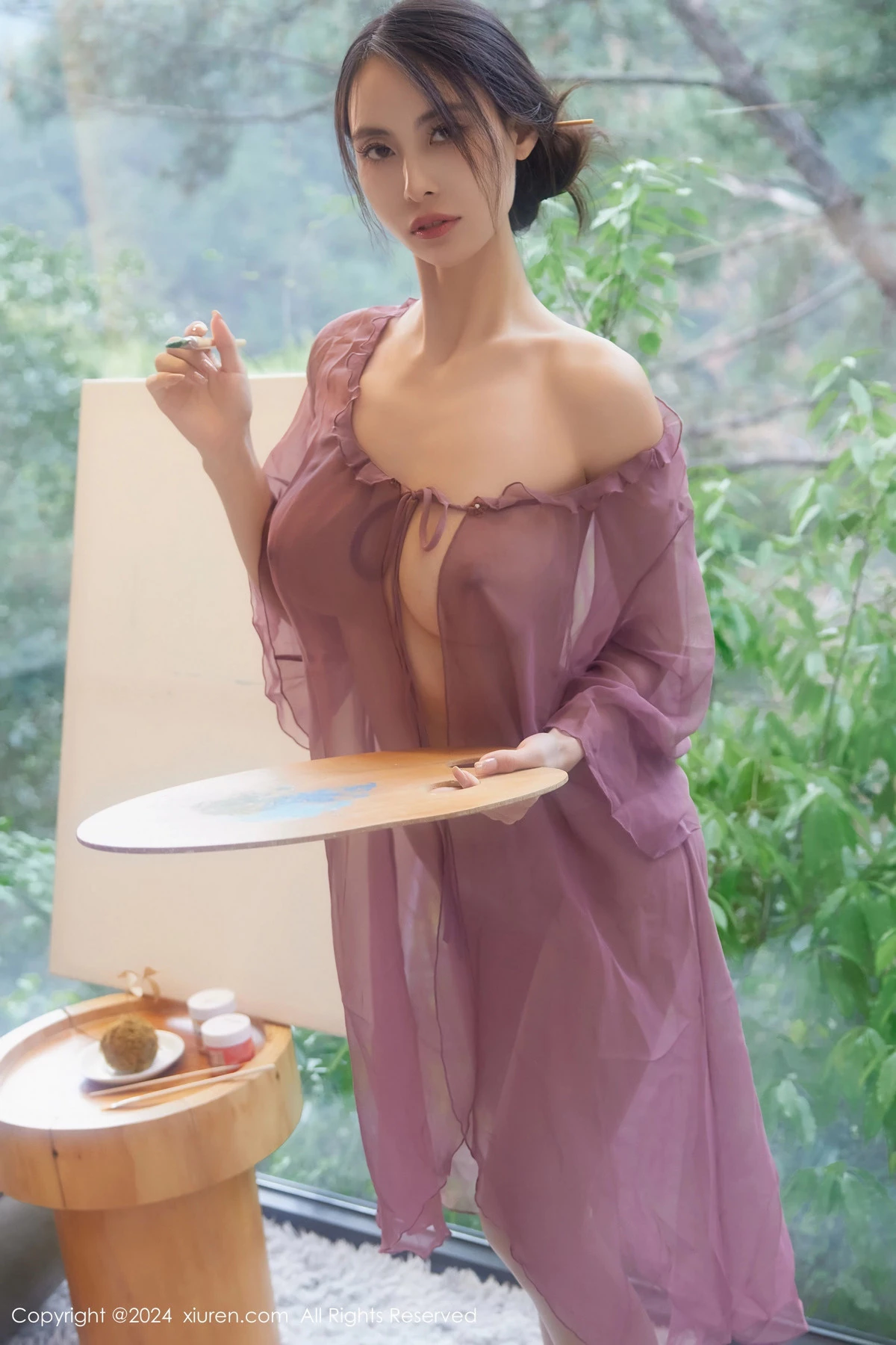 秀人集.com_[XiuRen秀人网]No.8687_模特Lingyu69性感紫色轻透连衣裙配白丝袜秀丰腴身材诱惑写真86P