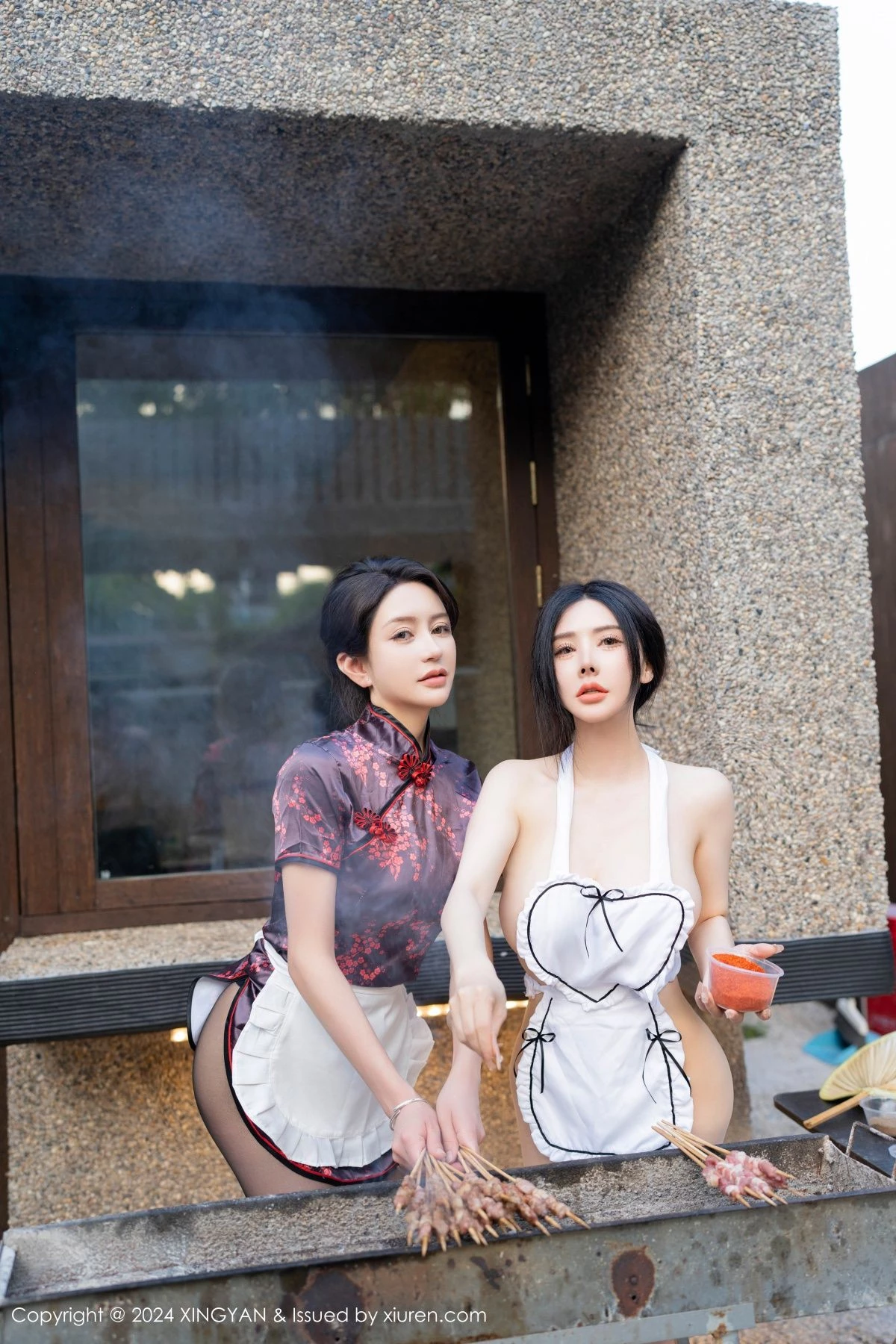 秀人集.com_[XINGYAN星颜社]VOL.242_模特合集女神潘思沁＆林幼一烧烤场景性感服饰秀完美身材诱惑写真80P