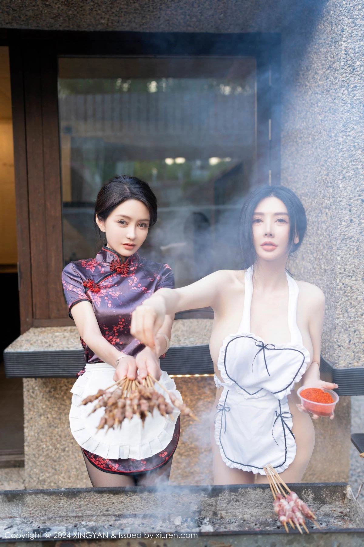 秀人集.com_[XINGYAN星颜社]VOL.242_模特合集女神潘思沁＆林幼一烧烤场景性感服饰秀完美身材诱惑写真80P