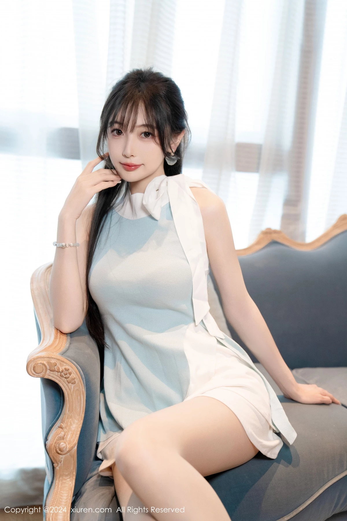 秀人集.com_[XiuRen秀人网]No.8761_模特林星阑性感蓝白连衣短裙露黑色情趣内衣秀曼妙身姿诱惑写真101P