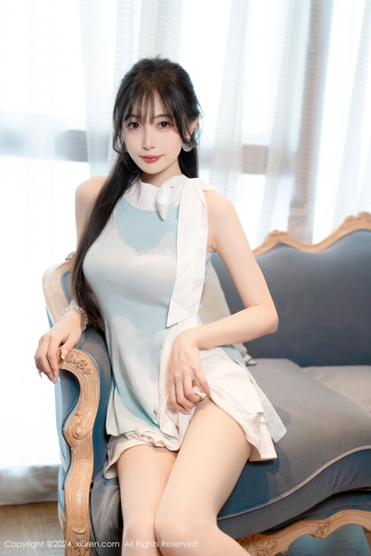 秀人集.com_[XiuRen秀人网]No.8761_模特林星阑性感蓝白连衣短裙露黑色情趣内衣秀曼妙身姿诱惑写真101P