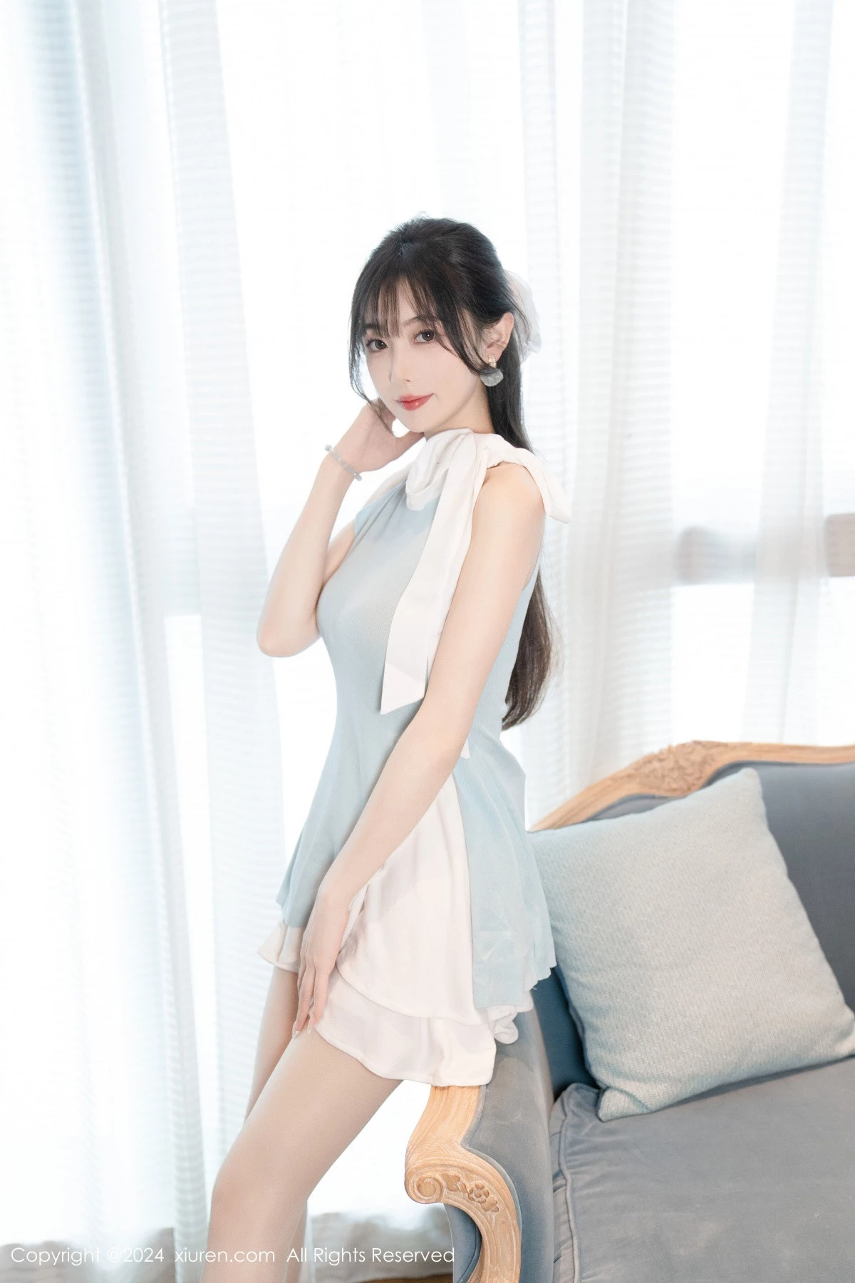 秀人集.com_[XiuRen秀人网]No.8761_模特林星阑性感蓝白连衣短裙露黑色情趣内衣秀曼妙身姿诱惑写真101P