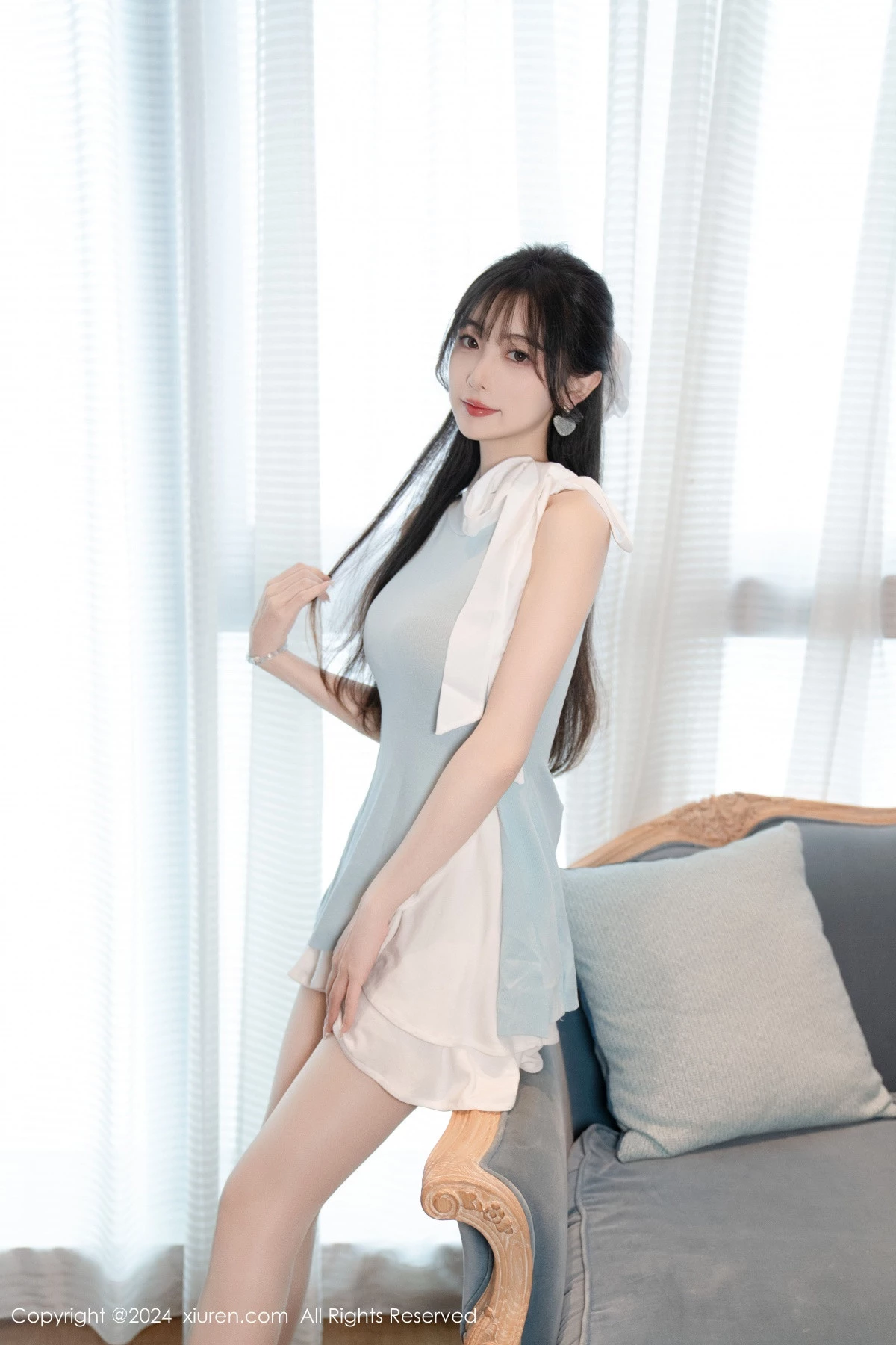 秀人集.com_[XiuRen秀人网]No.8761_模特林星阑性感蓝白连衣短裙露黑色情趣内衣秀曼妙身姿诱惑写真101P