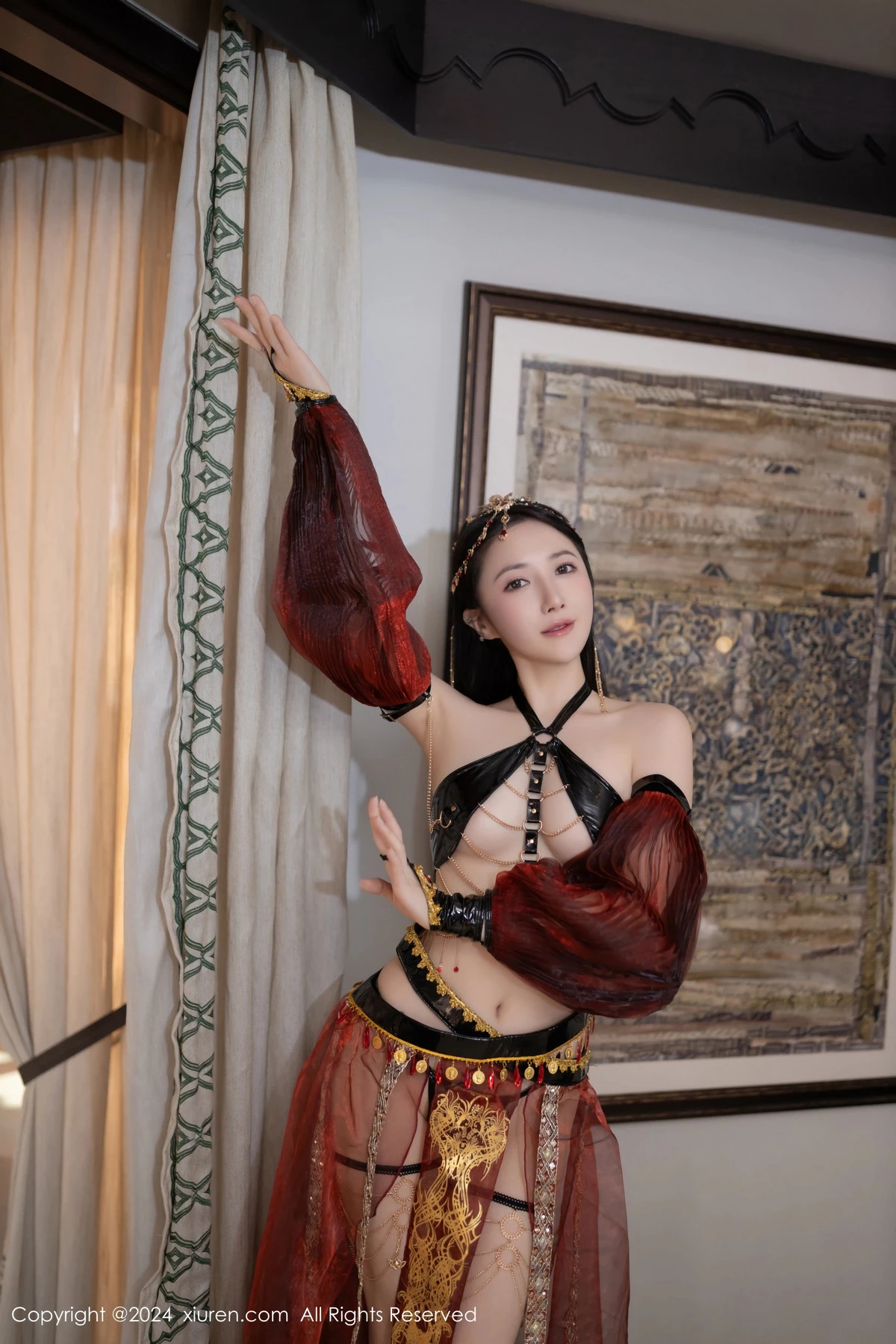 秀人集.com_[XiuRen秀人网]No.8778_模特鱼子酱Fish性感舞娘薄纱露黑色情趣内衣秀完美身材诱惑写真80P