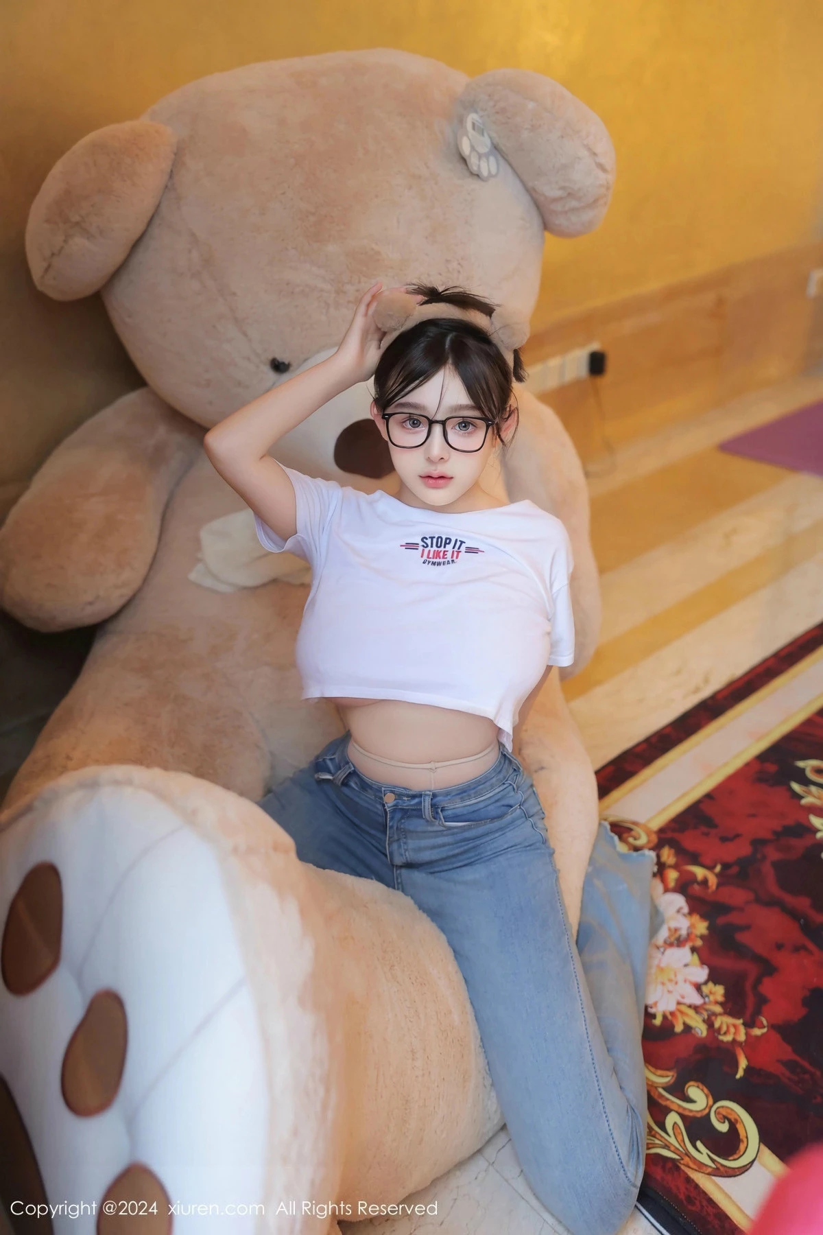 秀人集.com_[XiuRen秀人网]No.8809_模特娜娜子yy性感白T配牛仔裤露超薄肉丝秀丰满身材惹火诱惑写真80P