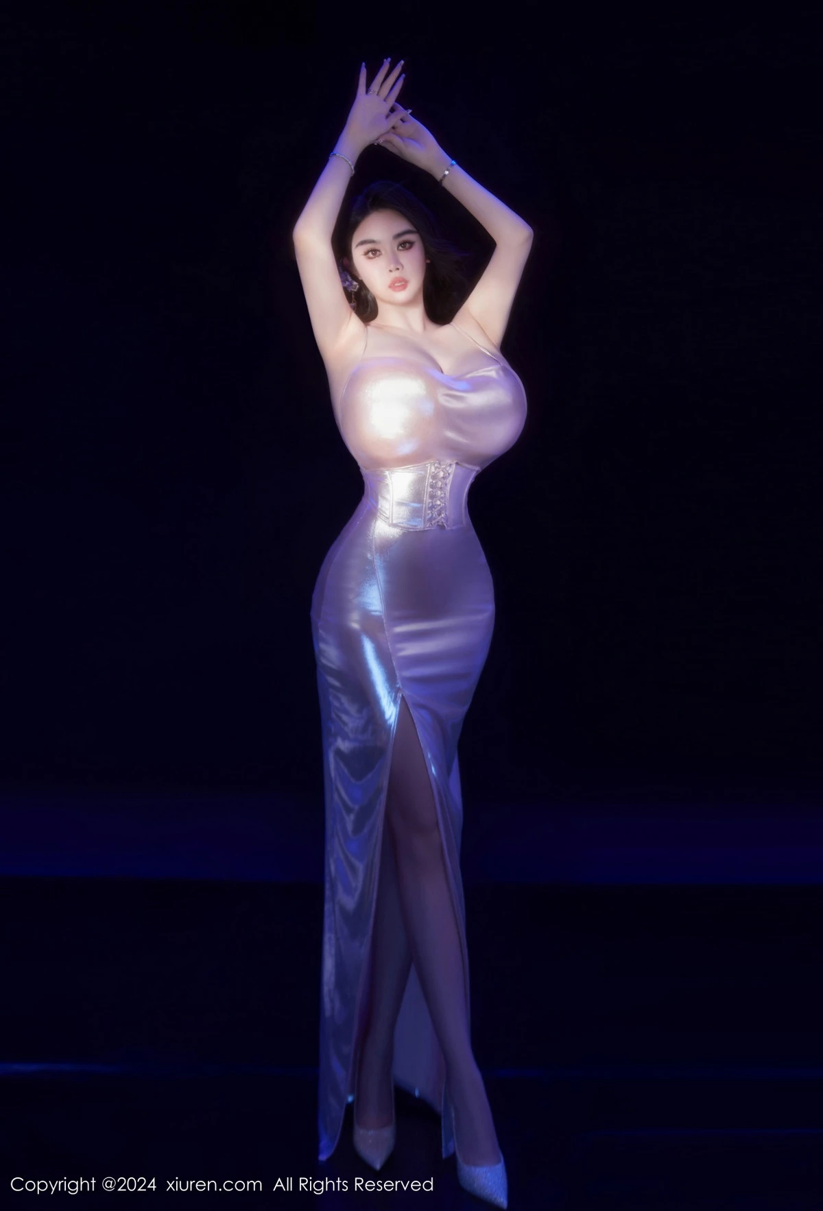 秀人集.com_[XiuRen秀人网]No.8878_模特戴渃欣性感紫色连衣裙+白色连衣裙秀丰满身材惹火诱惑写真47P