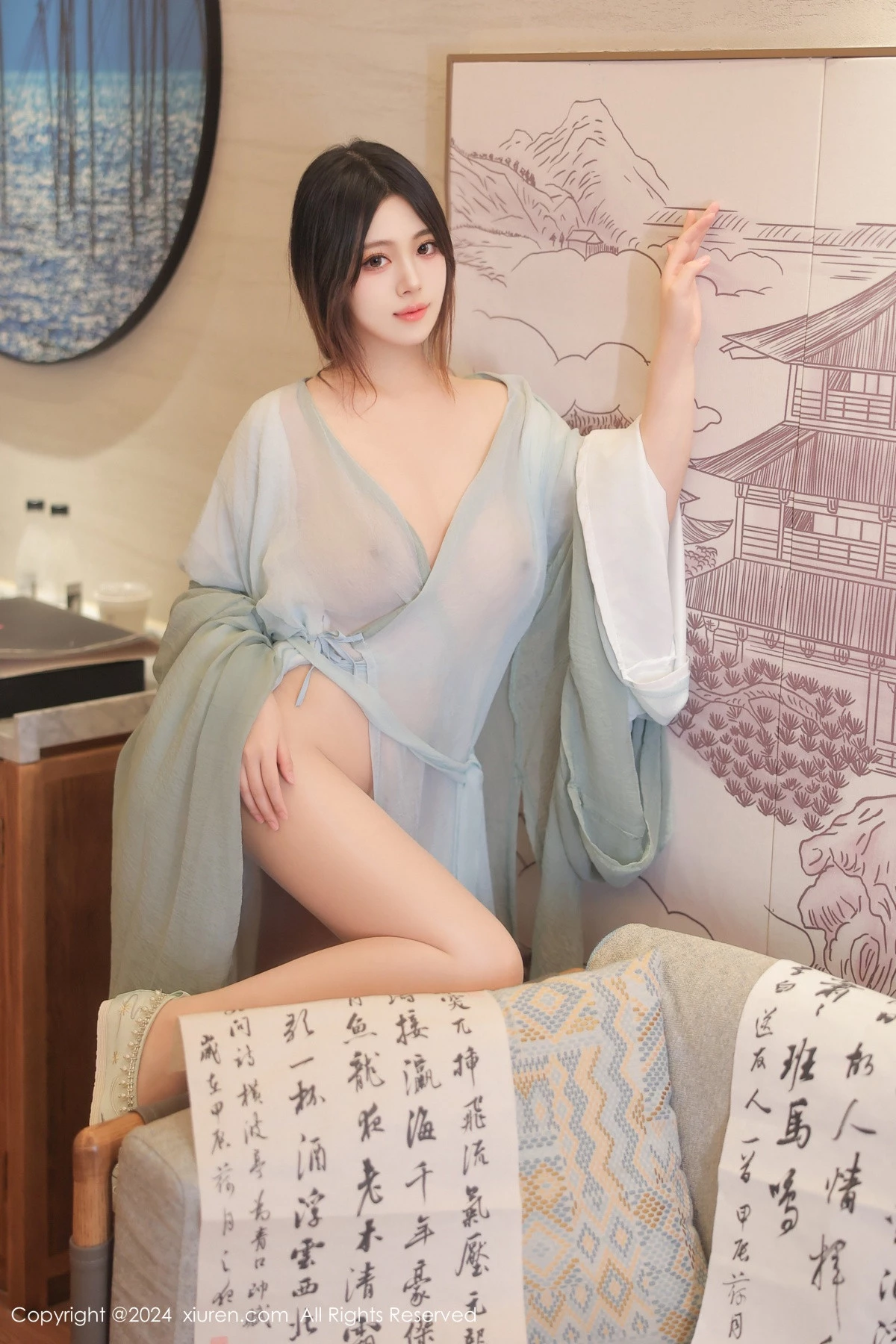 秀人集.com_[XiuRen秀人网]No.8937_模特蛋蛋宝私房性感绿色古装服饰配超薄肉丝秀丰腴身姿诱惑写真83P