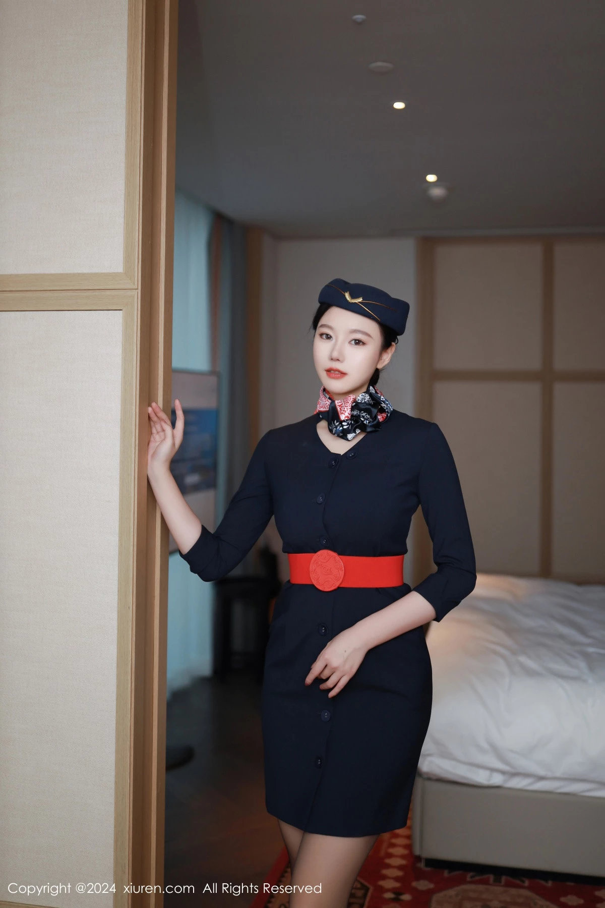 秀人集.com_[XiuRen秀人网]No.8942_模特安然anran性感空姐制服露红色内衣配超薄黑丝撩人诱惑写真79P