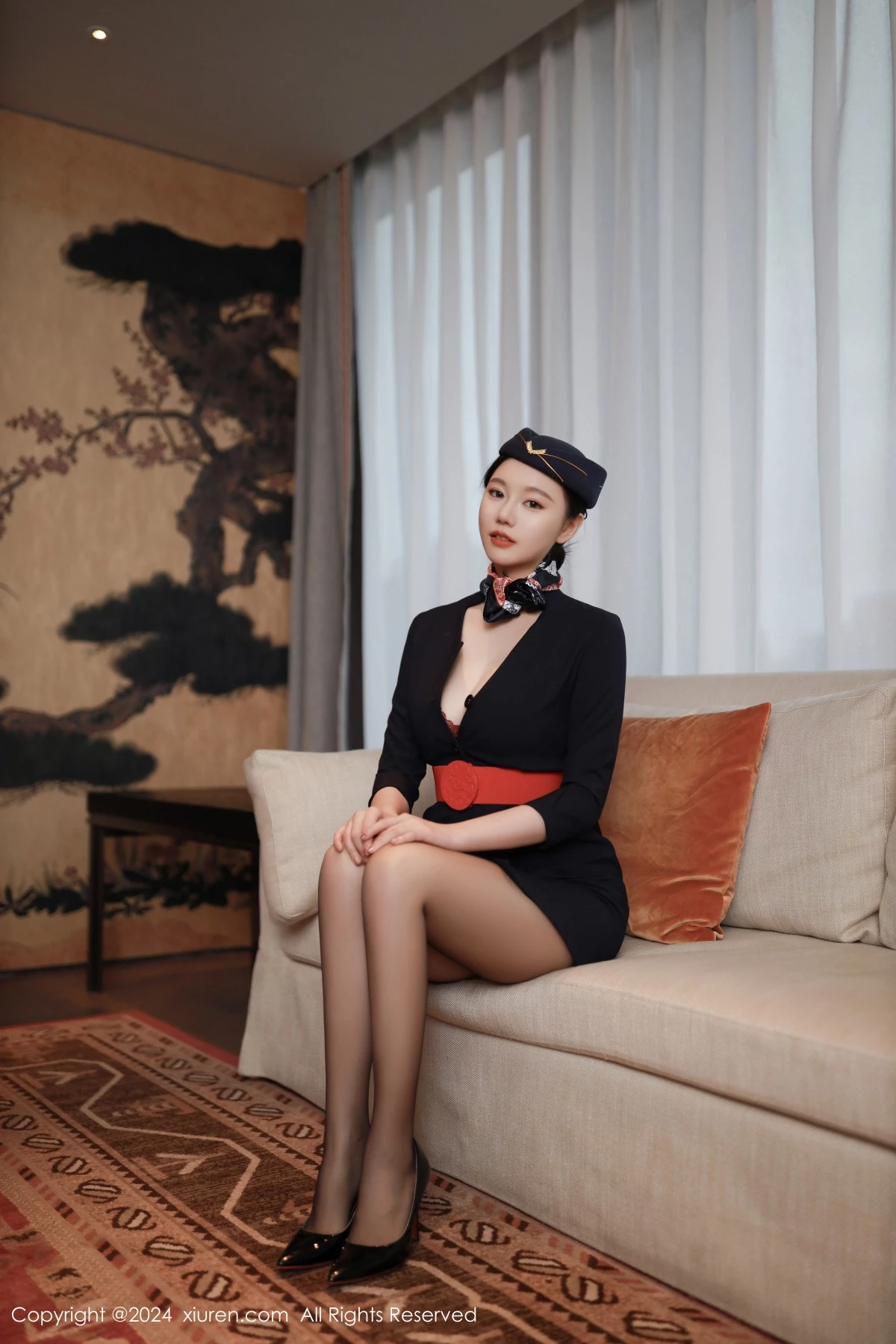 秀人集.com_[XiuRen秀人网]No.8942_模特安然anran性感空姐制服露红色内衣配超薄黑丝撩人诱惑写真79P