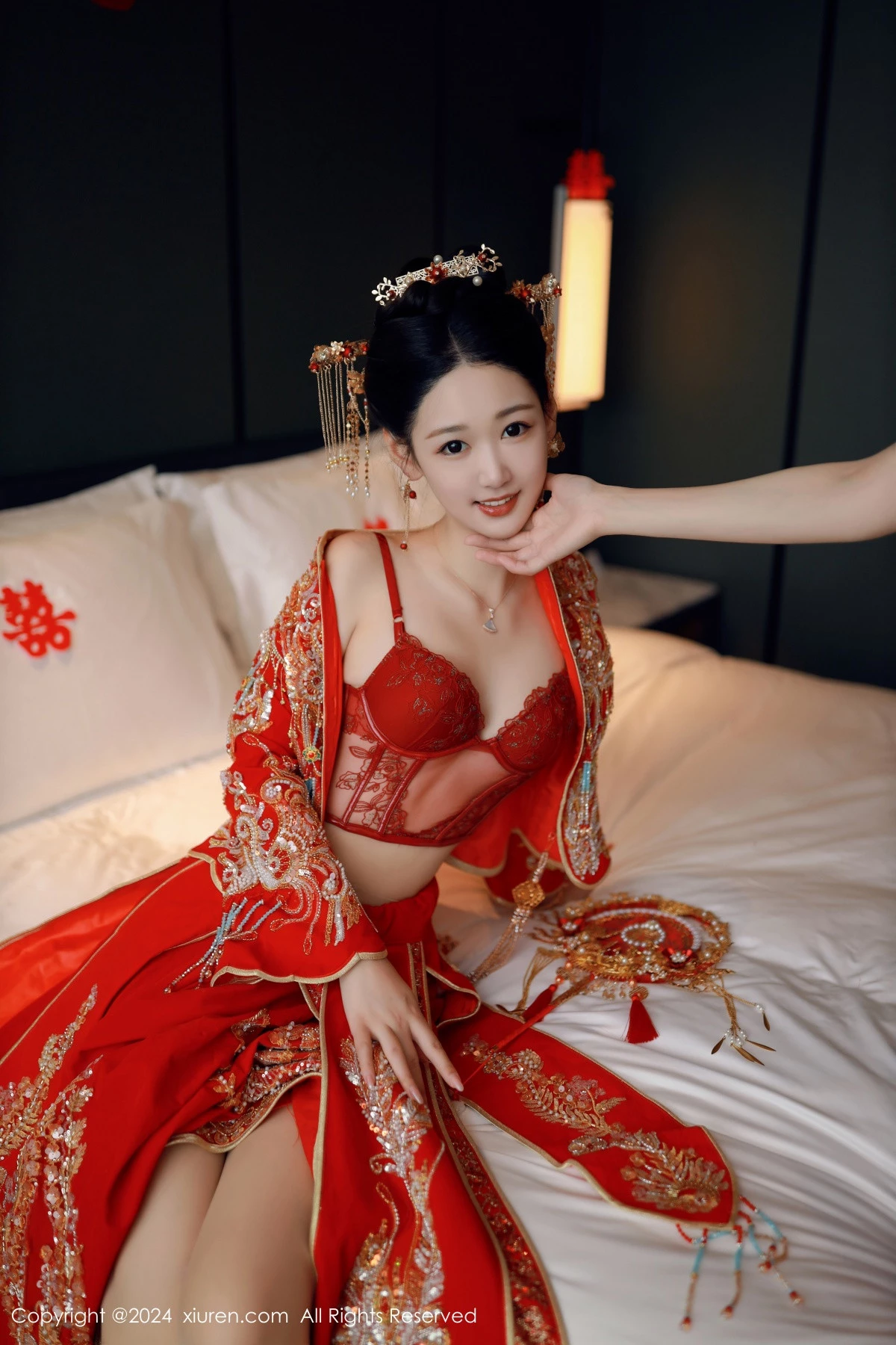 秀人集.com_[XiuRen秀人网]No.8972_模特唐安琪性感红色新娘服饰露红色内衣配超薄肉丝撩人诱惑写真79P