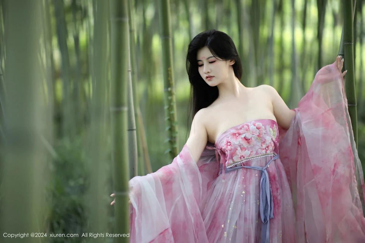 秀人集.com_[XiuRen秀人网]No.9100_模特诗诗kiki户外性感粉色古风薄纱服饰秀丰腴身姿惹火诱惑写真70P