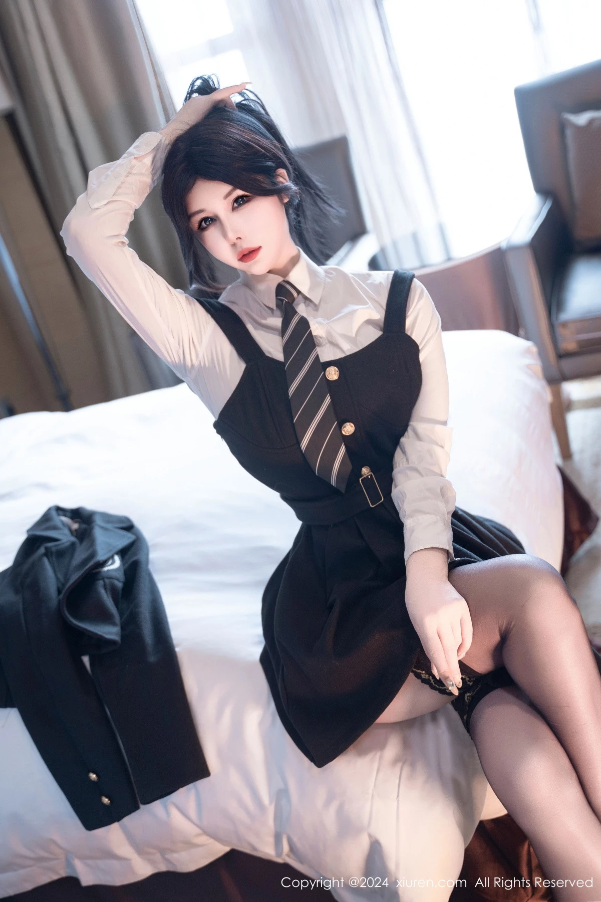 秀人集.com_[XiuRen秀人网]No.9106_模特陈芊儿私房性感白T露黑色皮质情趣内衣秀丰满身材诱惑写真90P
