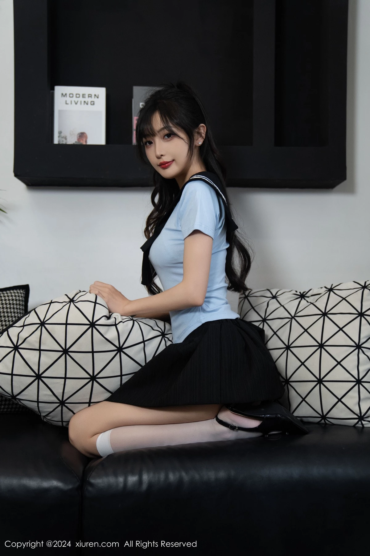 秀人集.com_[XiuRen秀人网]No.9151_模特林星阑性感蓝色JK制服+白色连体内衣秀曼妙身姿诱惑写真96P