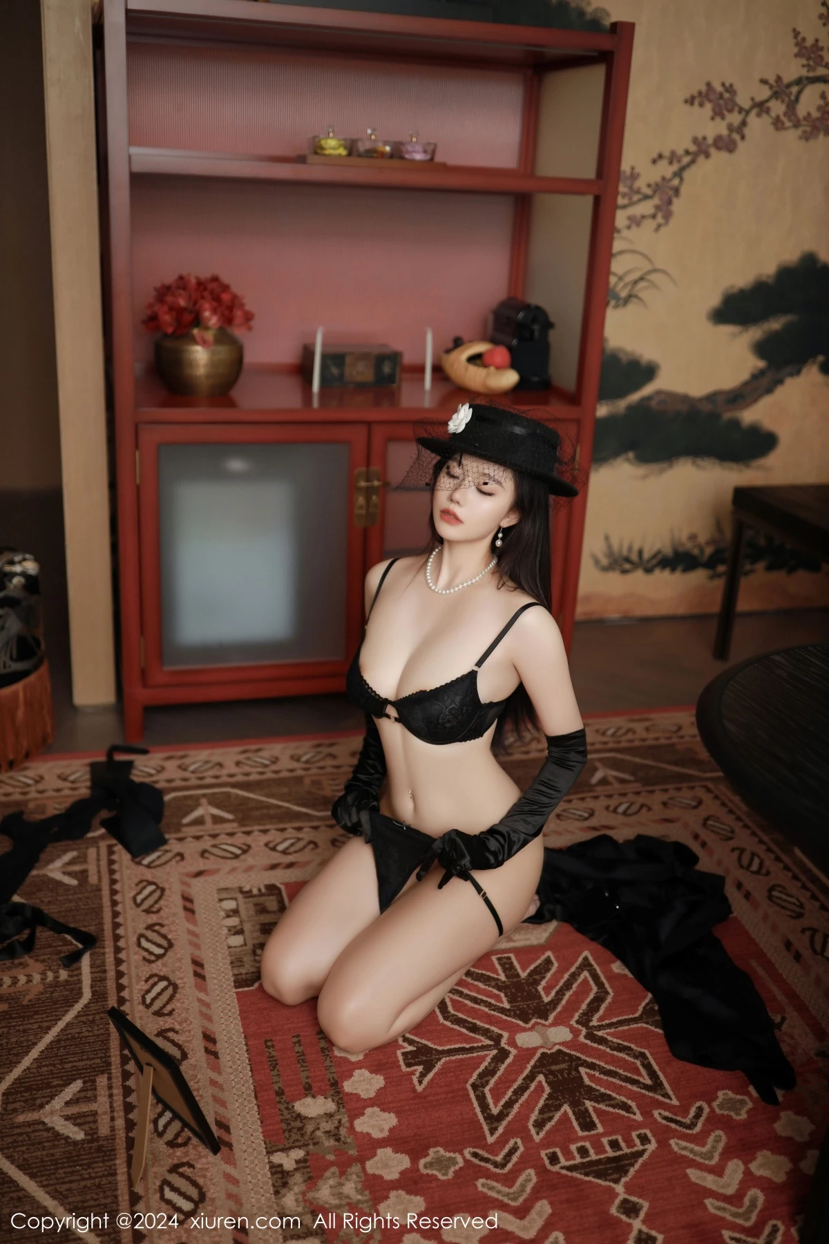 秀人集.com_[XiuRen秀人网]No.9041_模特安然anran黑色服饰露黑色内衣配黑丝吊袜秀柔美身段诱惑写真81P