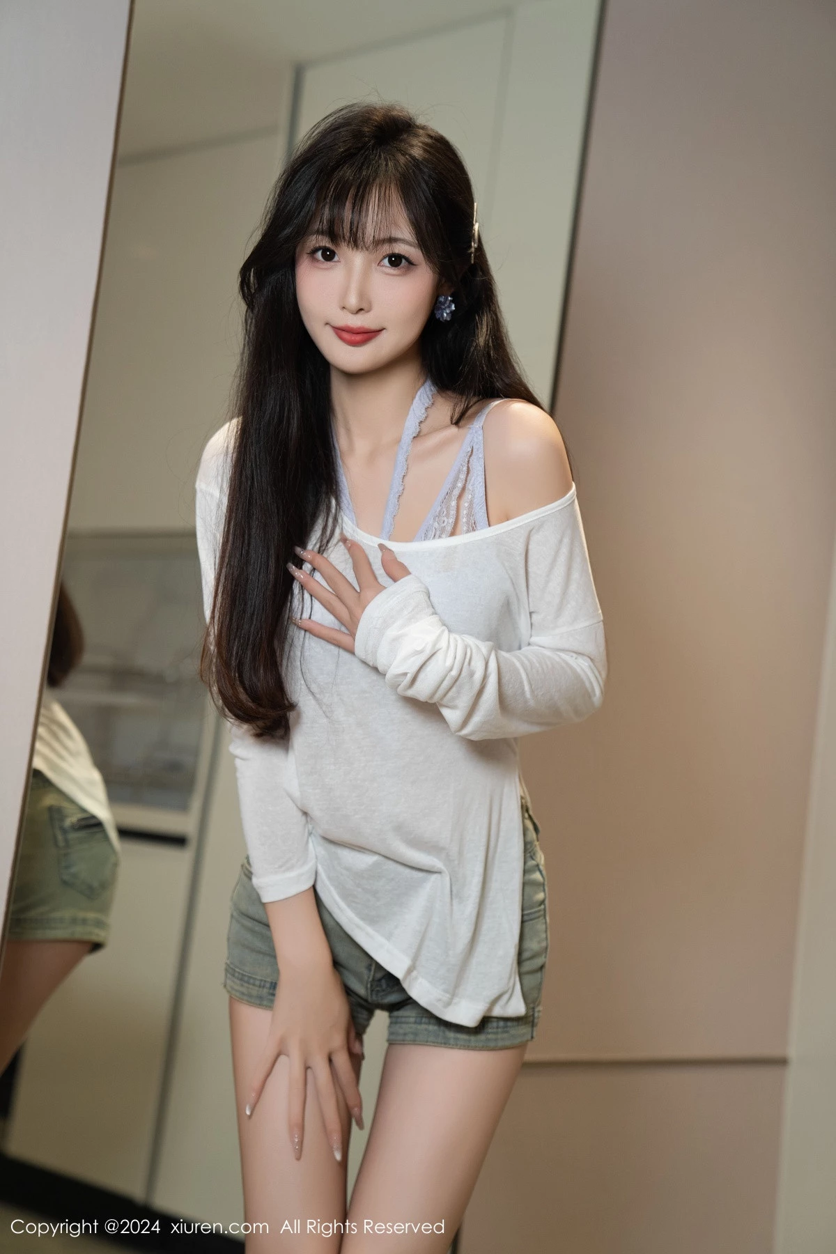 秀人集.com_[XiuRen秀人网]No.9215_模特林星阑性感蓝色情趣内衣配超短牛仔裤秀曼妙身姿迷人写真96P