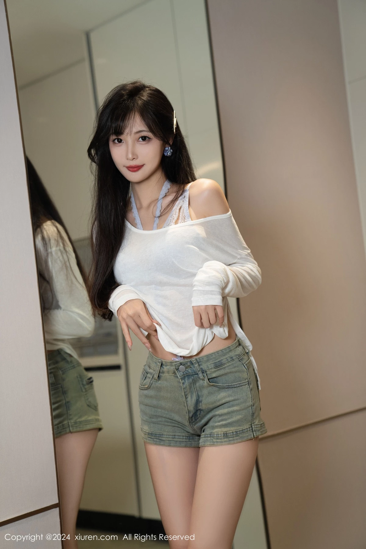 秀人集.com_[XiuRen秀人网]No.9215_模特林星阑性感蓝色情趣内衣配超短牛仔裤秀曼妙身姿迷人写真96P