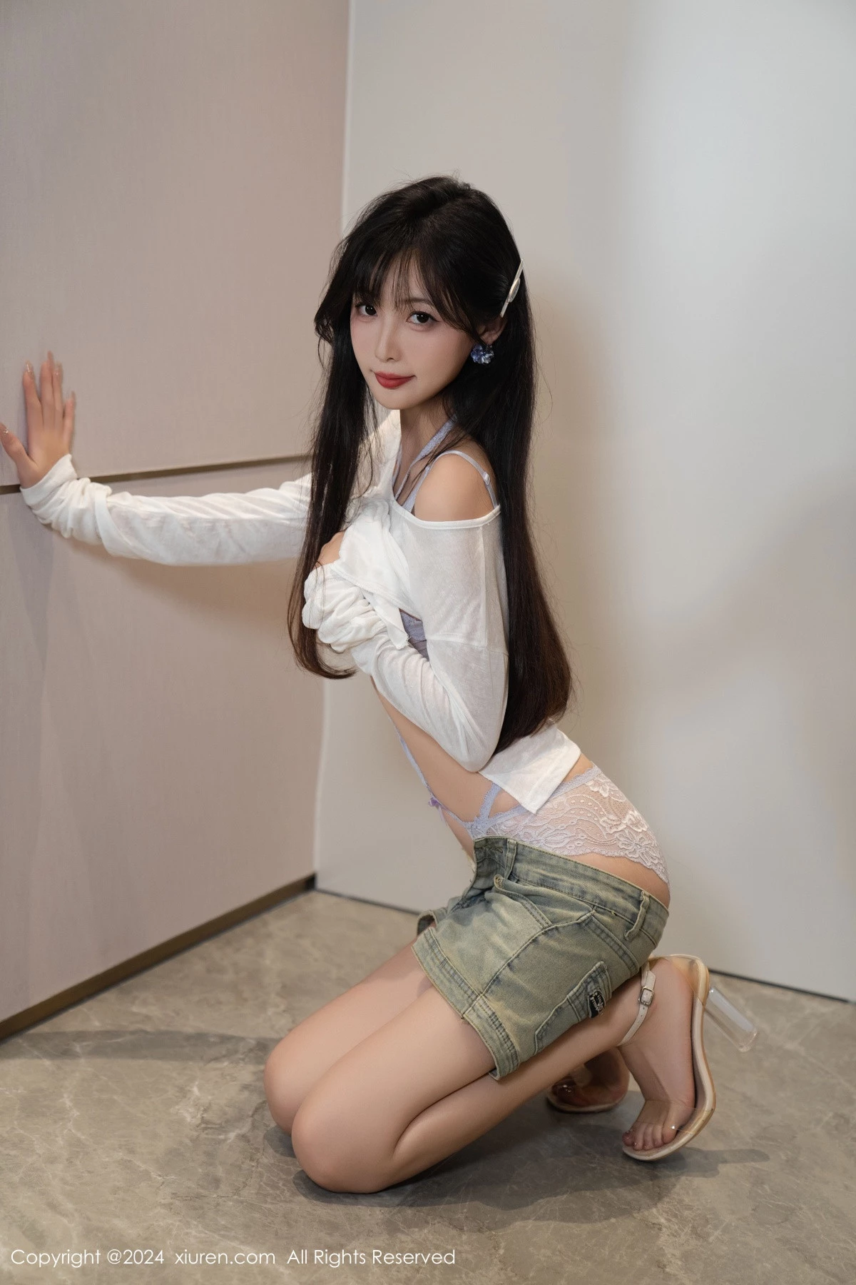 秀人集.com_[XiuRen秀人网]No.9215_模特林星阑性感蓝色情趣内衣配超短牛仔裤秀曼妙身姿迷人写真96P