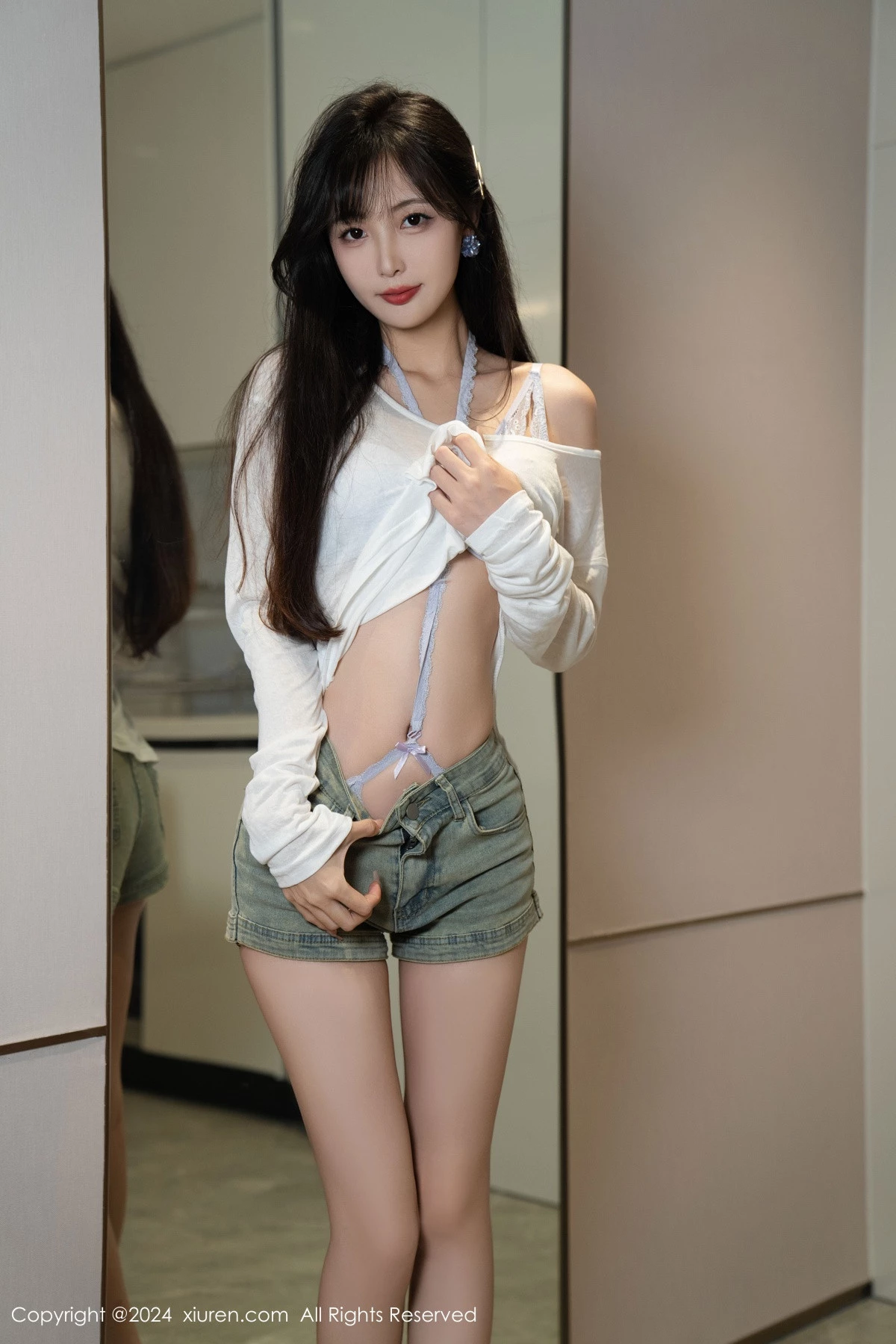 秀人集.com_[XiuRen秀人网]No.9215_模特林星阑性感蓝色情趣内衣配超短牛仔裤秀曼妙身姿迷人写真96P