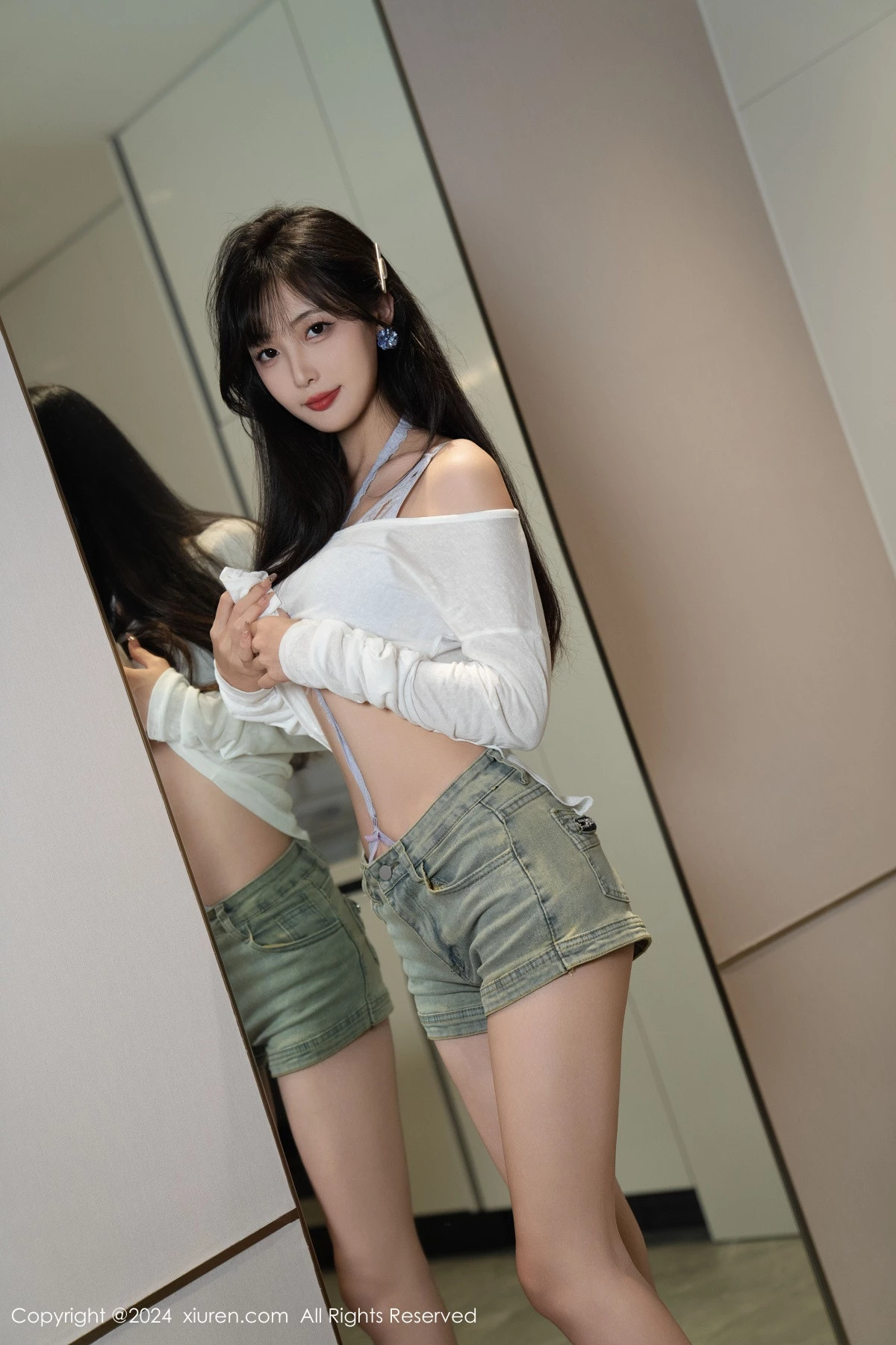 秀人集.com_[XiuRen秀人网]No.9215_模特林星阑性感蓝色情趣内衣配超短牛仔裤秀曼妙身姿迷人写真96P