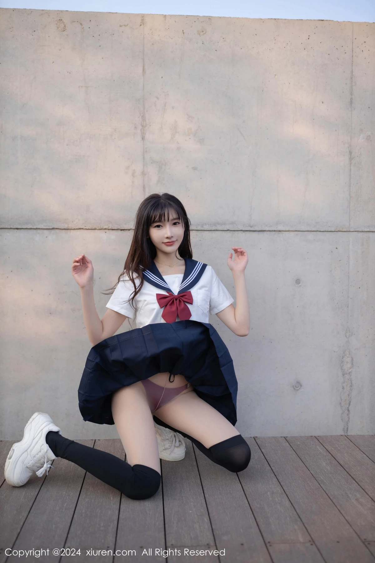 秀人集.com_[XiuRen秀人网]No.9305_模特陆萱萱性感JK制服+黑色高叉连体衣配黑丝袜秀美腿诱惑写真80P
