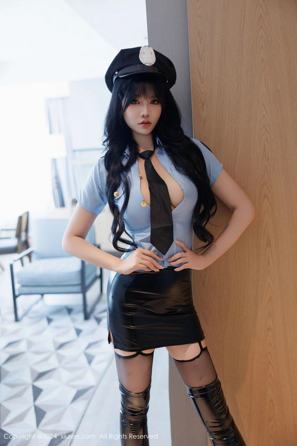 秀人集.com_[XiuRen秀人网]No.9443_模特娜比性感黑色短裙制服露黑丝吊袜秀凹凸身材完美诱惑写真83P