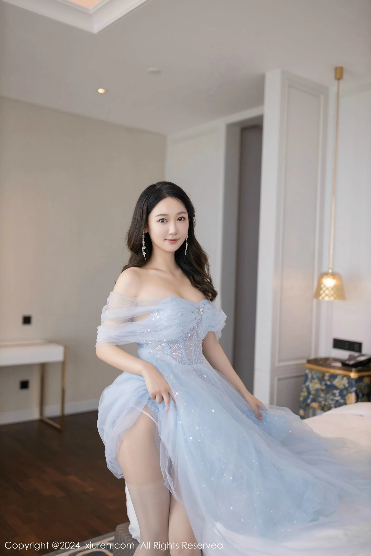 秀人集.com_[XiuRen秀人网]No.9538_模特唐安琪性感淡蓝色薄纱礼裙露白色内衣秀曼妙身姿诱惑写真82P