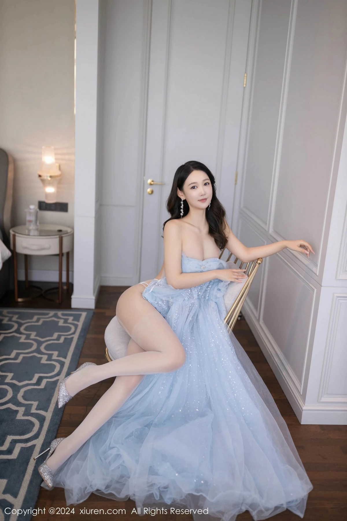 秀人集.com_[XiuRen秀人网]No.9538_模特唐安琪性感淡蓝色薄纱礼裙露白色内衣秀曼妙身姿诱惑写真82P