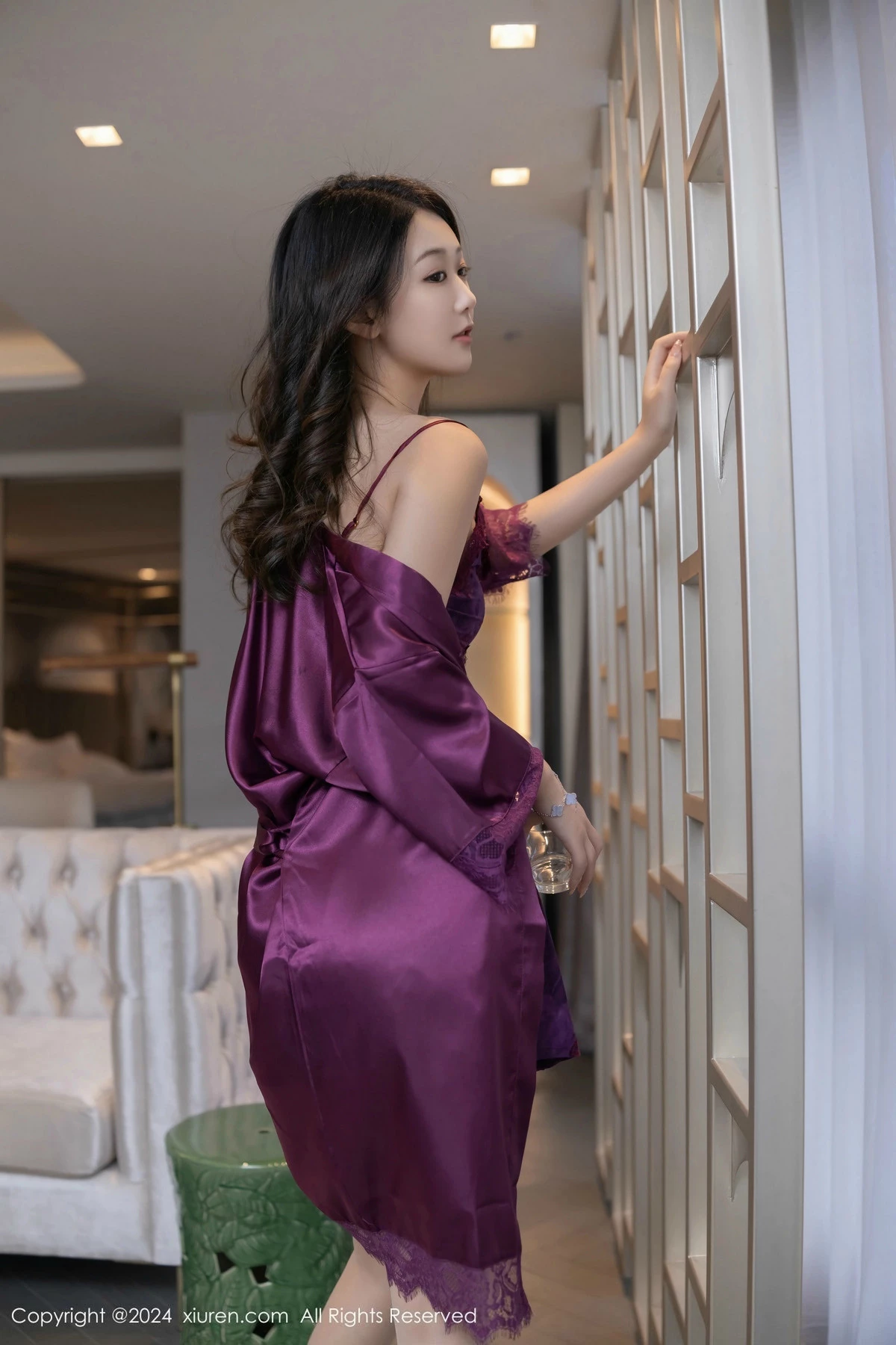 秀人集.com_[XiuRen秀人网]No.9608_模特唐安琪性感紫色蕾丝睡衣配超薄肉丝秀曼妙身姿撩人诱惑写真80P