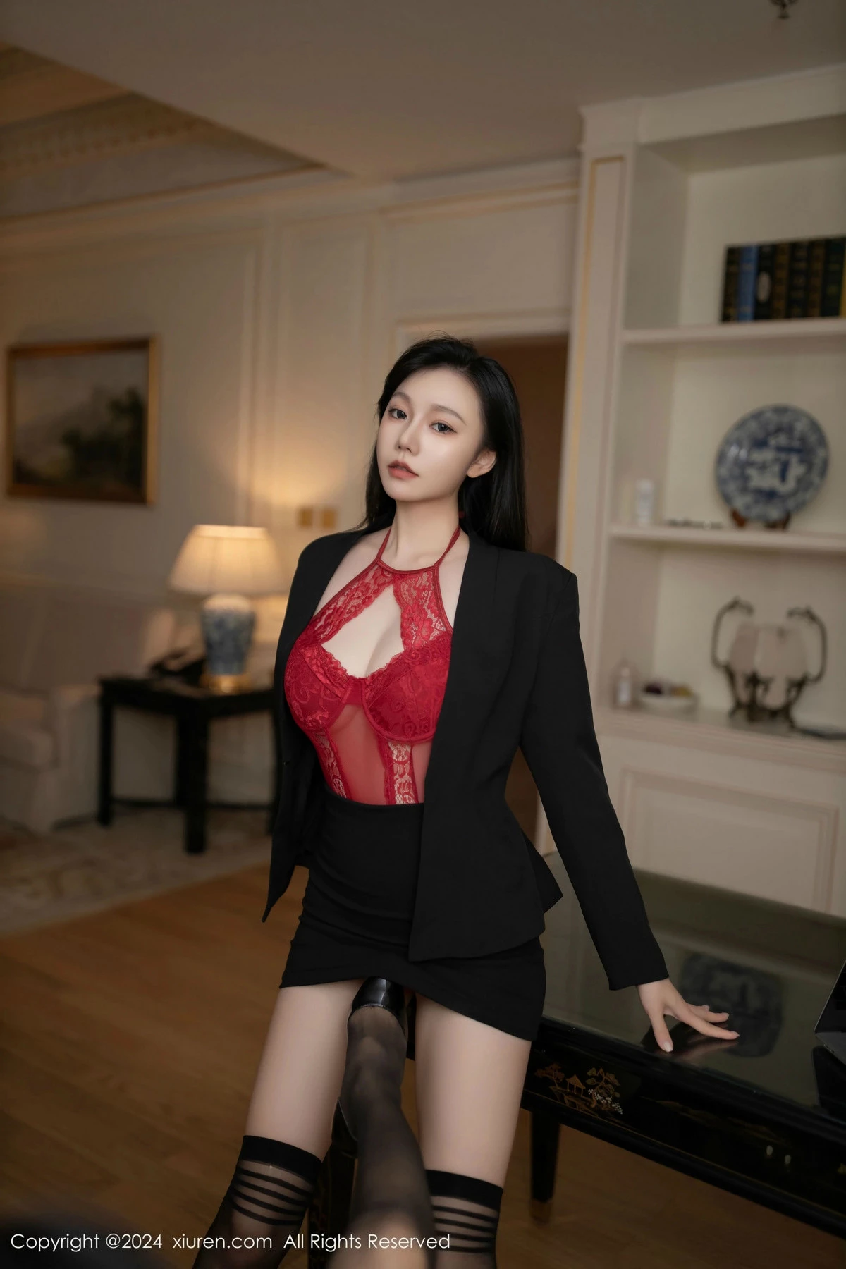 秀人集.com_[XiuRen秀人网]No.9692_模特合集安然anran＆陆萱萱私房黑色OL服饰露性感内衣诱惑写真80P