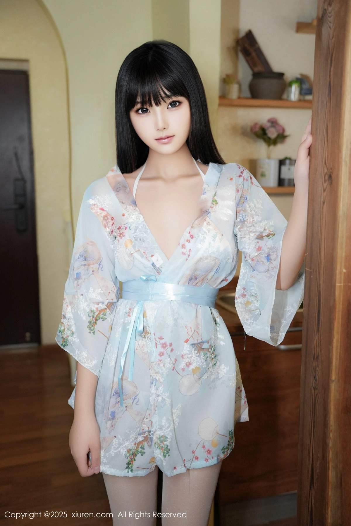 秀人集.com_[XiuRen秀人网]No.9760_模特姚若兮vay性感浅绿碎花情趣裙配白丝裤袜秀曼妙身姿诱惑写真51P