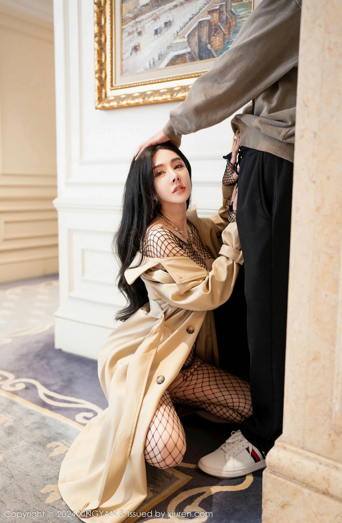 秀人集.com_[XINGYAN星颜社]VOL.293_模特潘思沁情节拍摄性感黑色网格连体衣秀巨乳肥臀诱惑写真79P