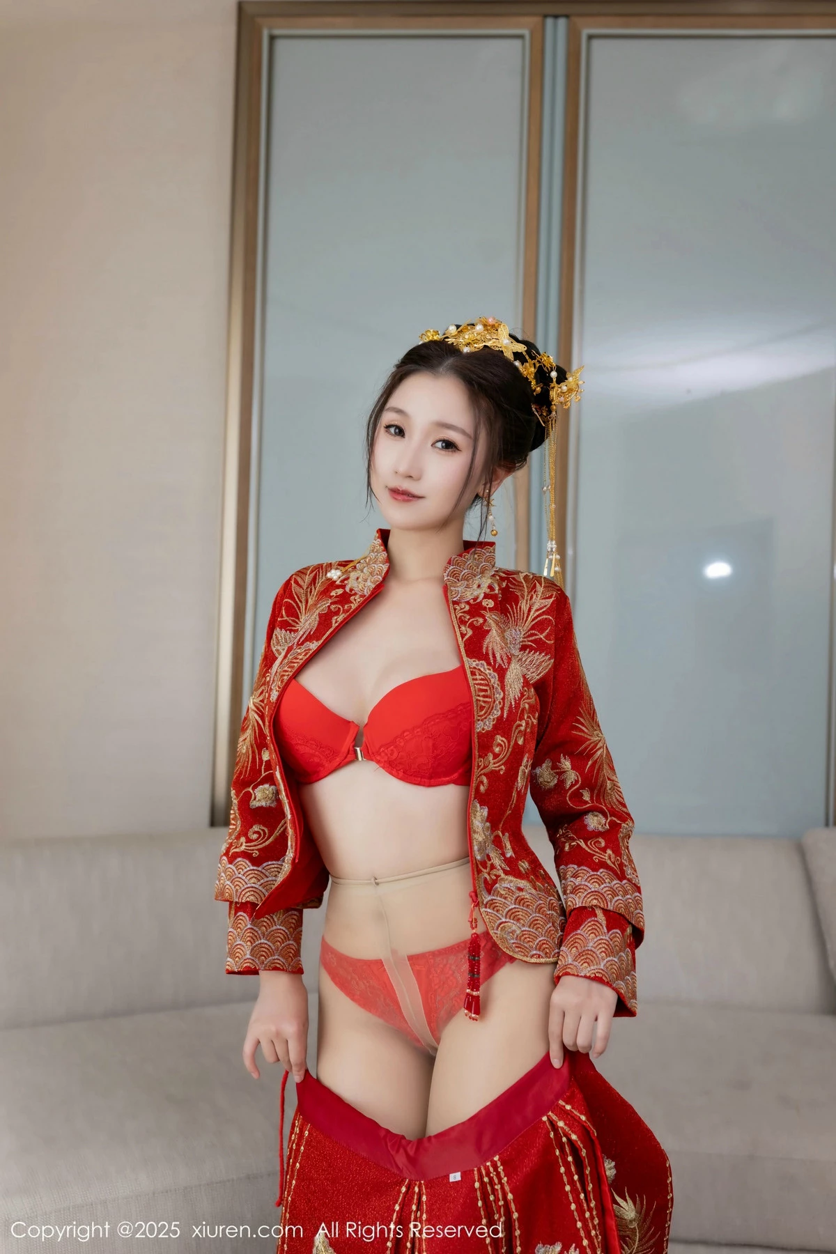 秀人集.com_[XiuRen秀人网]No.9811_模特杏子Yada性感新娘装红色情趣内衣配超薄肉丝秀美腿诱惑写真84P