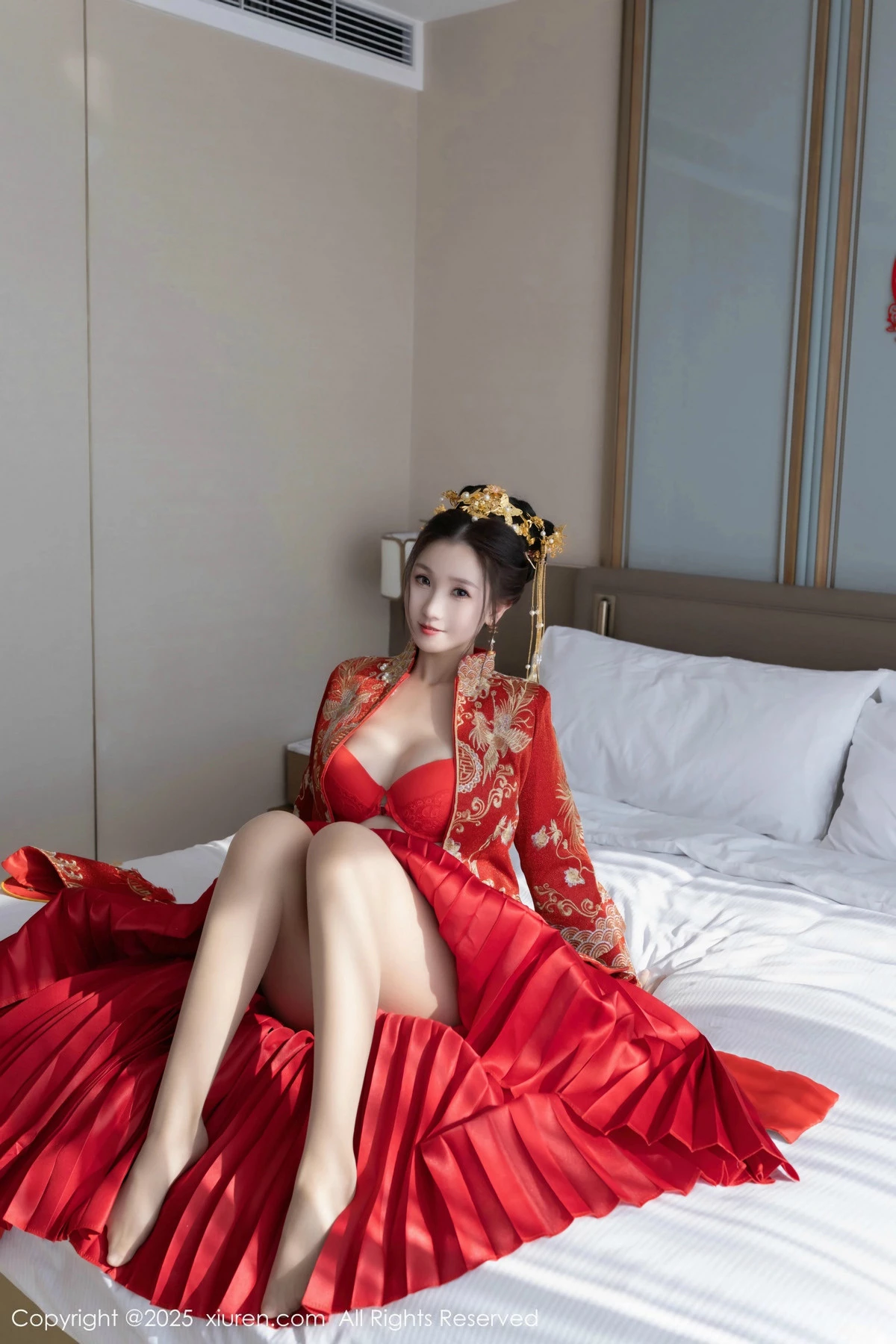 秀人集.com_[XiuRen秀人网]No.9811_模特杏子Yada性感新娘装红色情趣内衣配超薄肉丝秀美腿诱惑写真84P