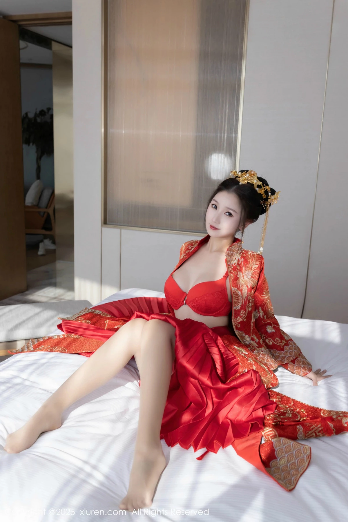 秀人集.com_[XiuRen秀人网]No.9811_模特杏子Yada性感新娘装红色情趣内衣配超薄肉丝秀美腿诱惑写真84P