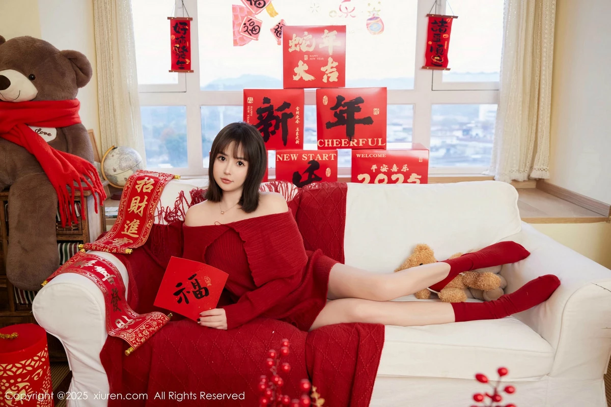 秀人集.com_[XiuRen秀人网]No.9818_模特养乐多Doll新年主题性感喜庆红色内衣秀完美身材诱惑写真66P