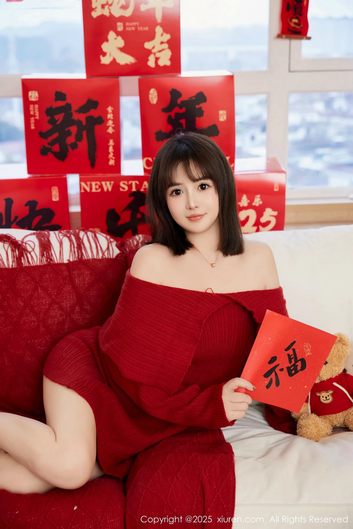 秀人集.com_[XiuRen秀人网]No.9818_模特养乐多Doll新年主题性感喜庆红色内衣秀完美身材诱惑写真66P