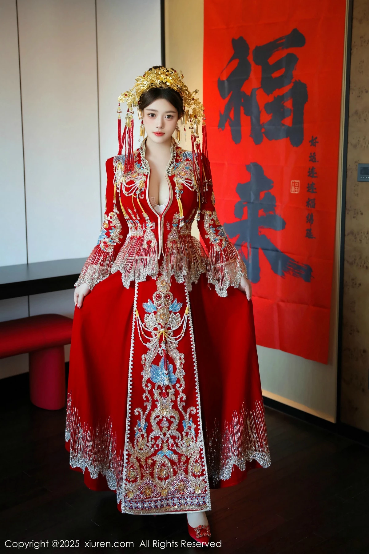 秀人集.com_[XiuRen秀人网]No.9823_模特蛋蛋宝新年主题性感红色新娘装露白色内衣秀丰腴身材诱惑写真79P