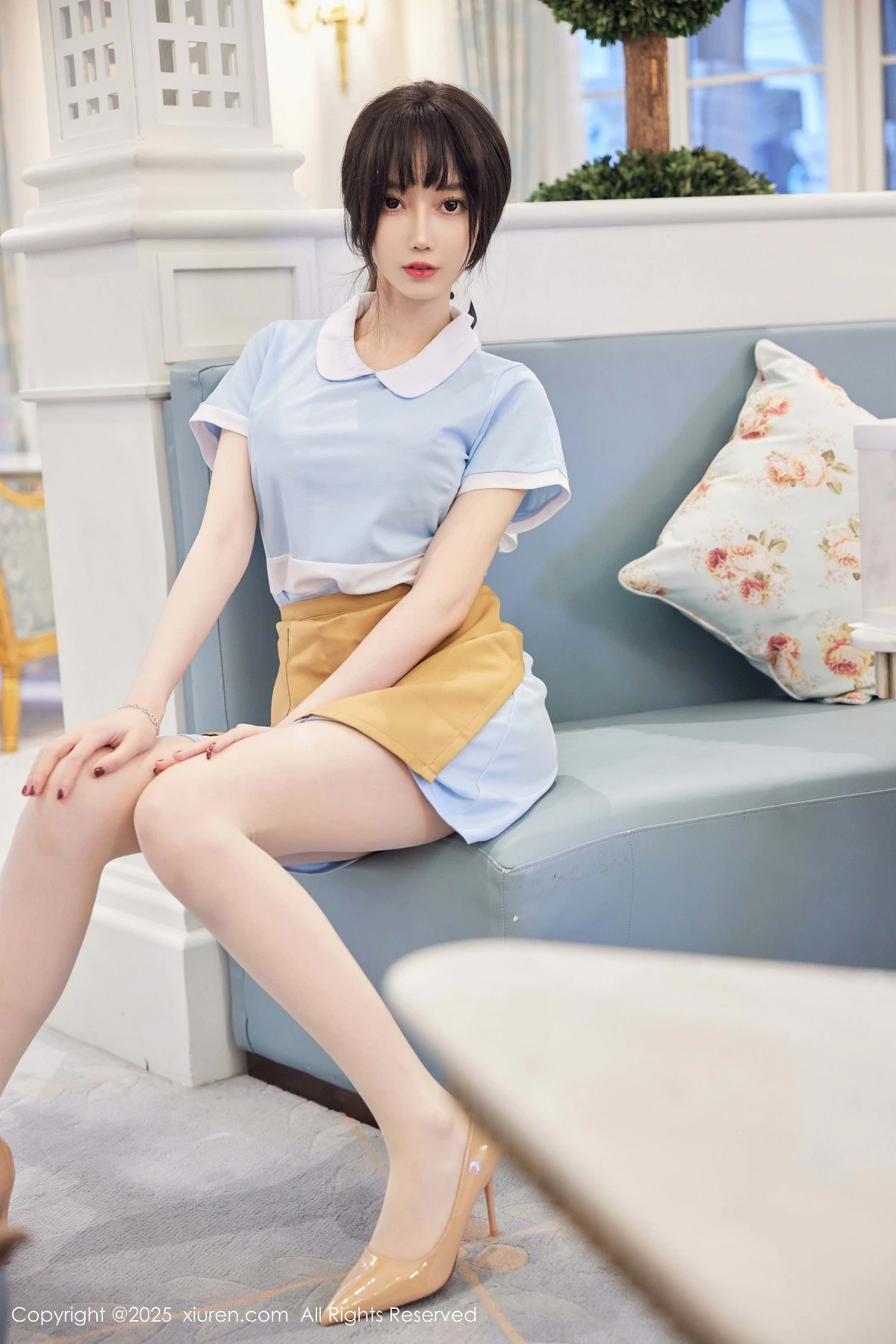 秀人集.com_[XiuRen秀人网]No.9864_模特玥儿玥er性感蓝色连衣短裙配超薄肉丝秀曼妙身材诱惑写真82P