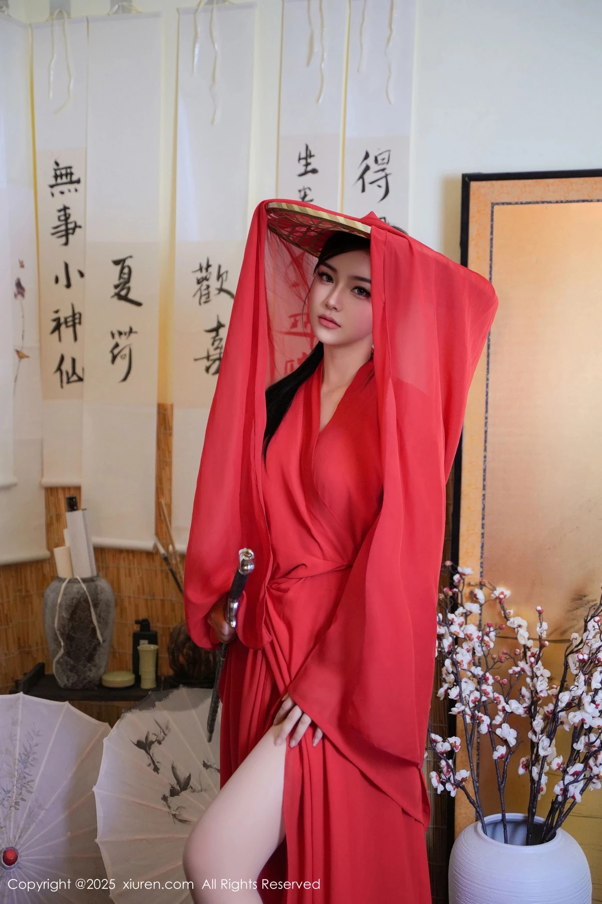 秀人集.com_[XiuRen秀人网]No.9890_模特妙可可Cheese性感红衣剑客装配肉丝袜秀丰腴身姿诱惑写真60P