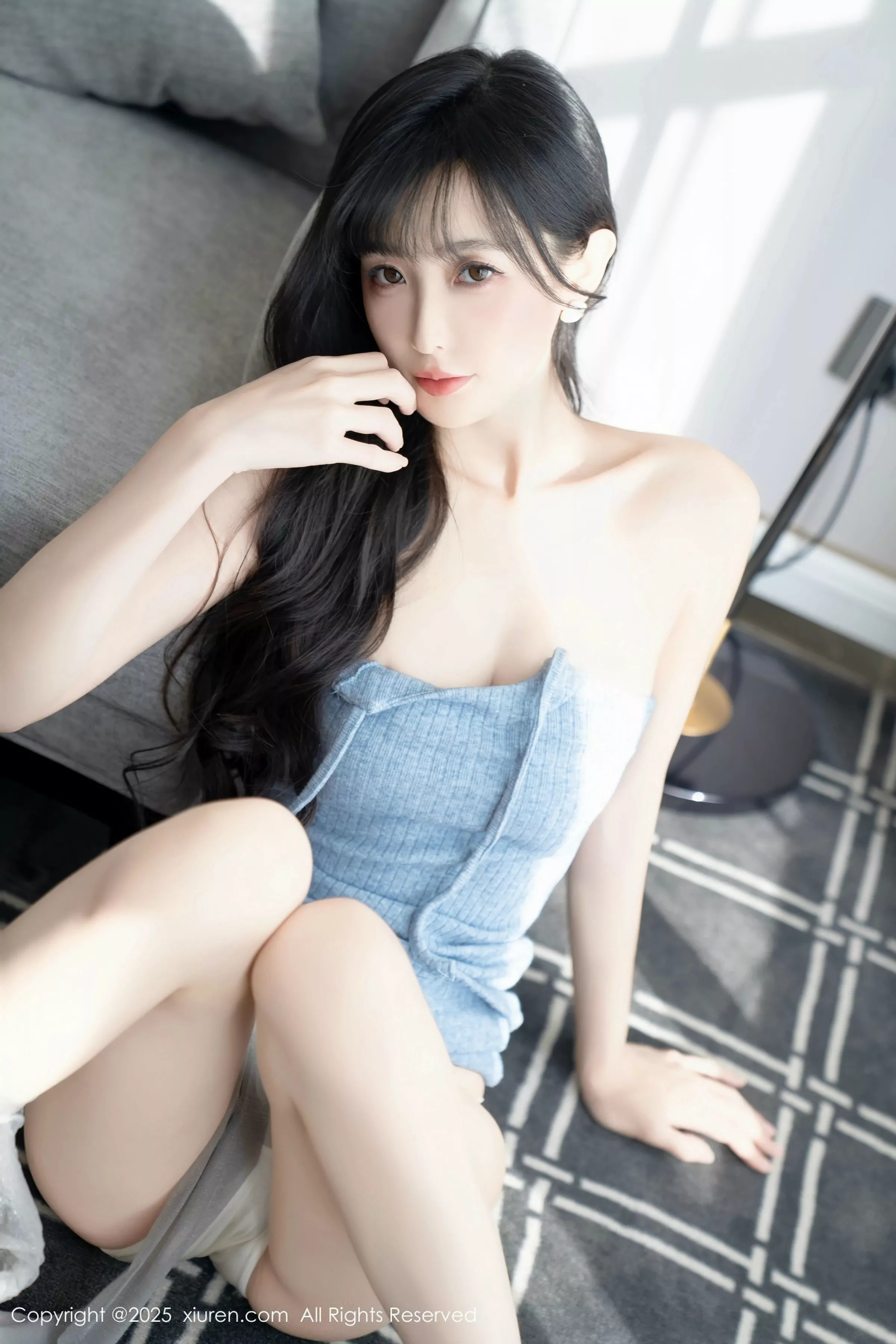 秀人集.com_[XiuRen秀人网]No.10124_模特樱桃小阑子性感浅蓝色连衣短裙配灰丝袜秀曼妙身姿诱惑写真86P