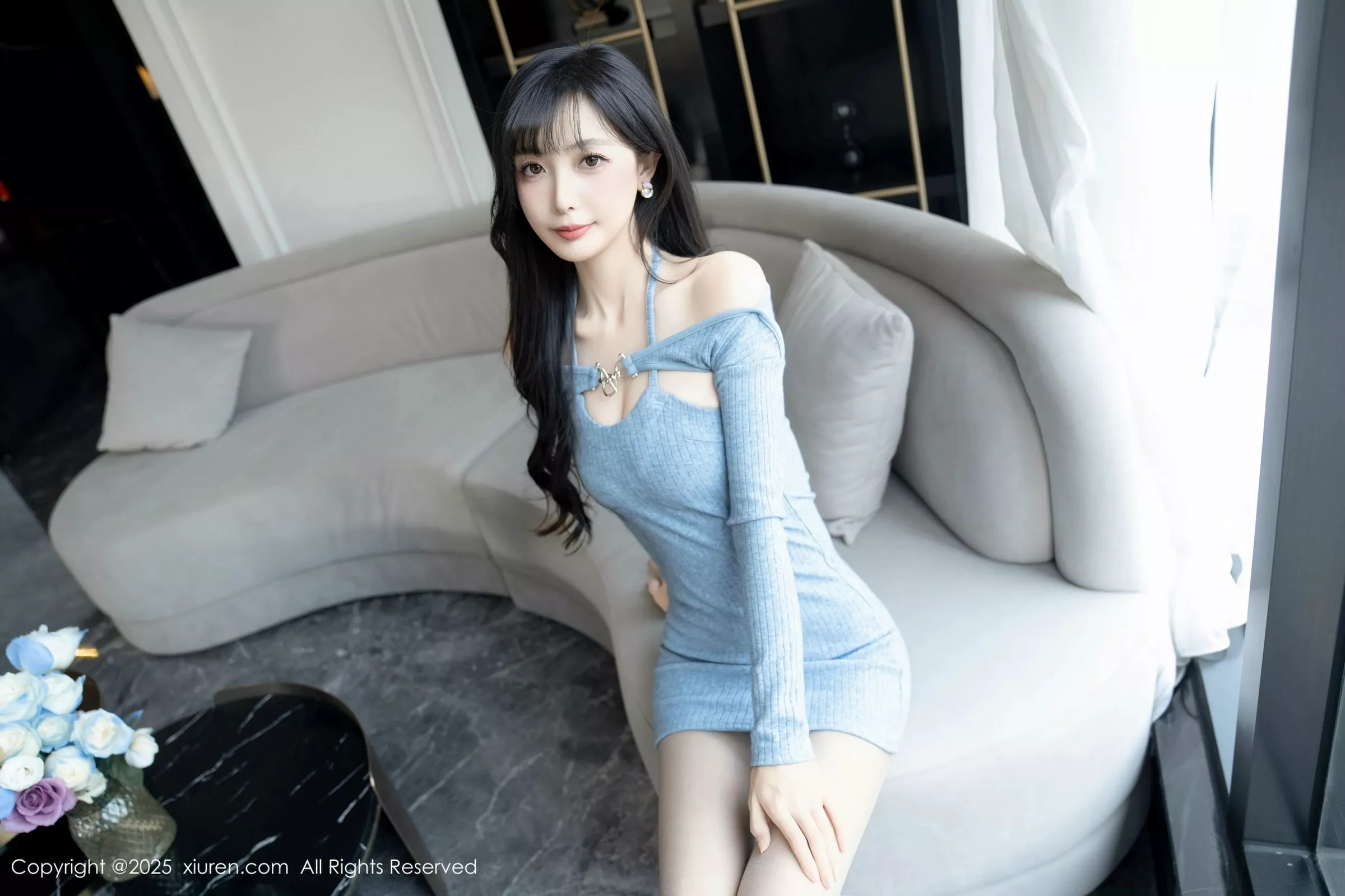 秀人集.com_[XiuRen秀人网]No.10124_模特樱桃小阑子性感浅蓝色连衣短裙配灰丝袜秀曼妙身姿诱惑写真86P