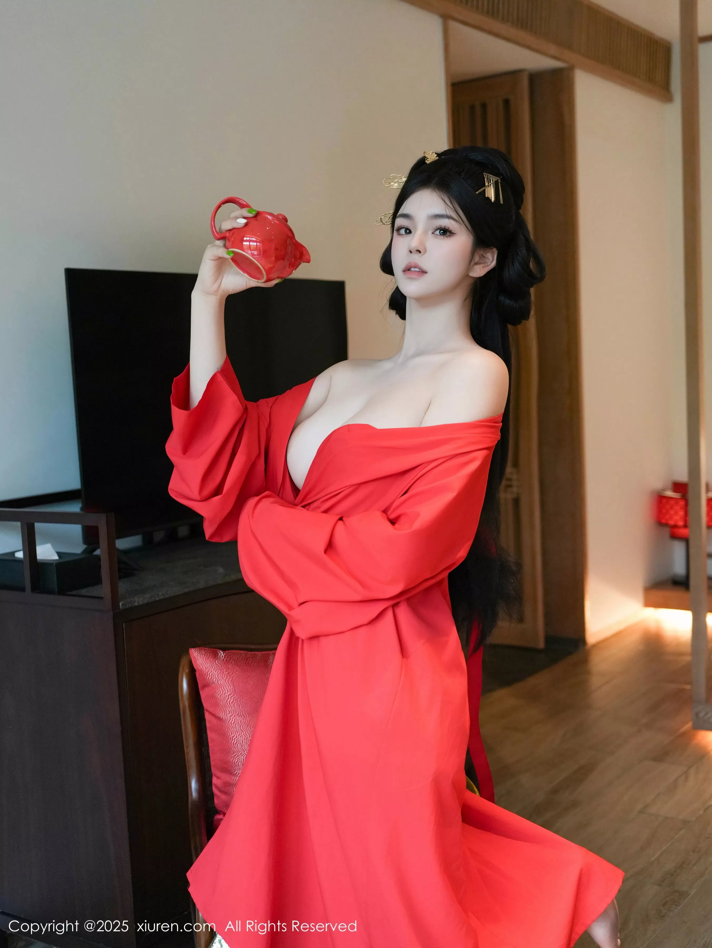 秀人集.com_[XiuRen秀人网]No.10126_模特雪糕CiCi性感绿色古风服饰露红色情趣服饰秀美腿诱惑写真68P