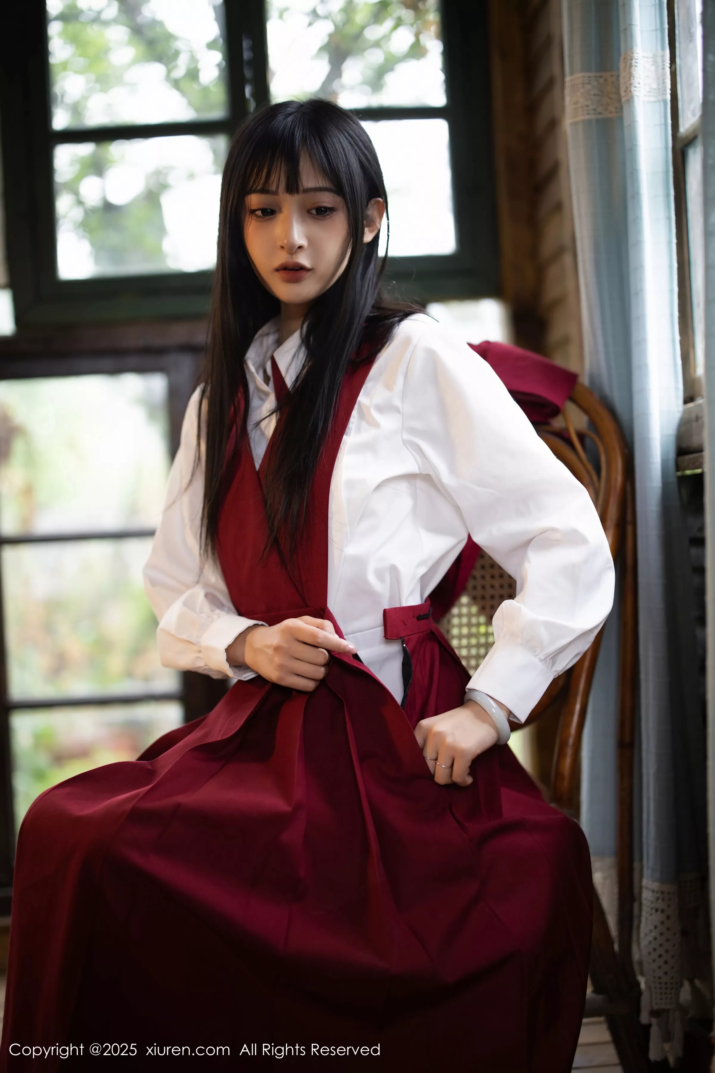 秀人集.com_[XiuRen秀人网]No.10215_新人模特茂木希子性感红色裙子配肉色丝袜秀完美曲线诱惑写真82P