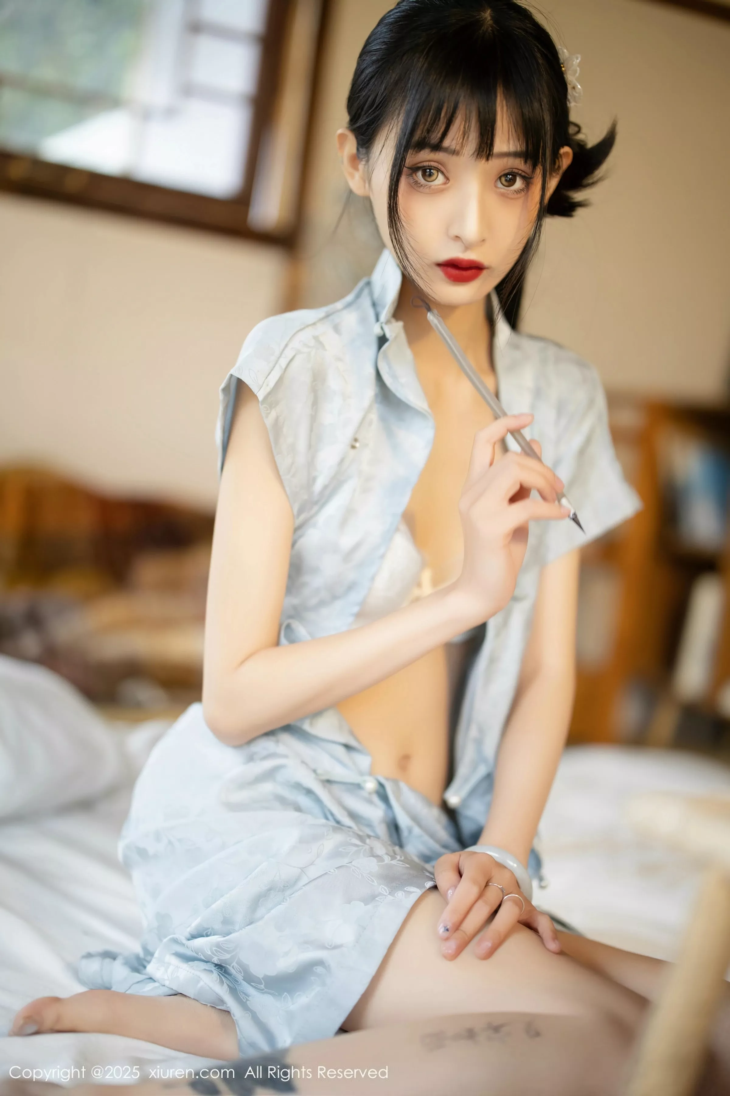 秀人集.com_[XiuRen秀人网]No.10278_模特茂木希子日式旗袍露白色内衣配肉丝袜秀完美曲线诱惑写真80P