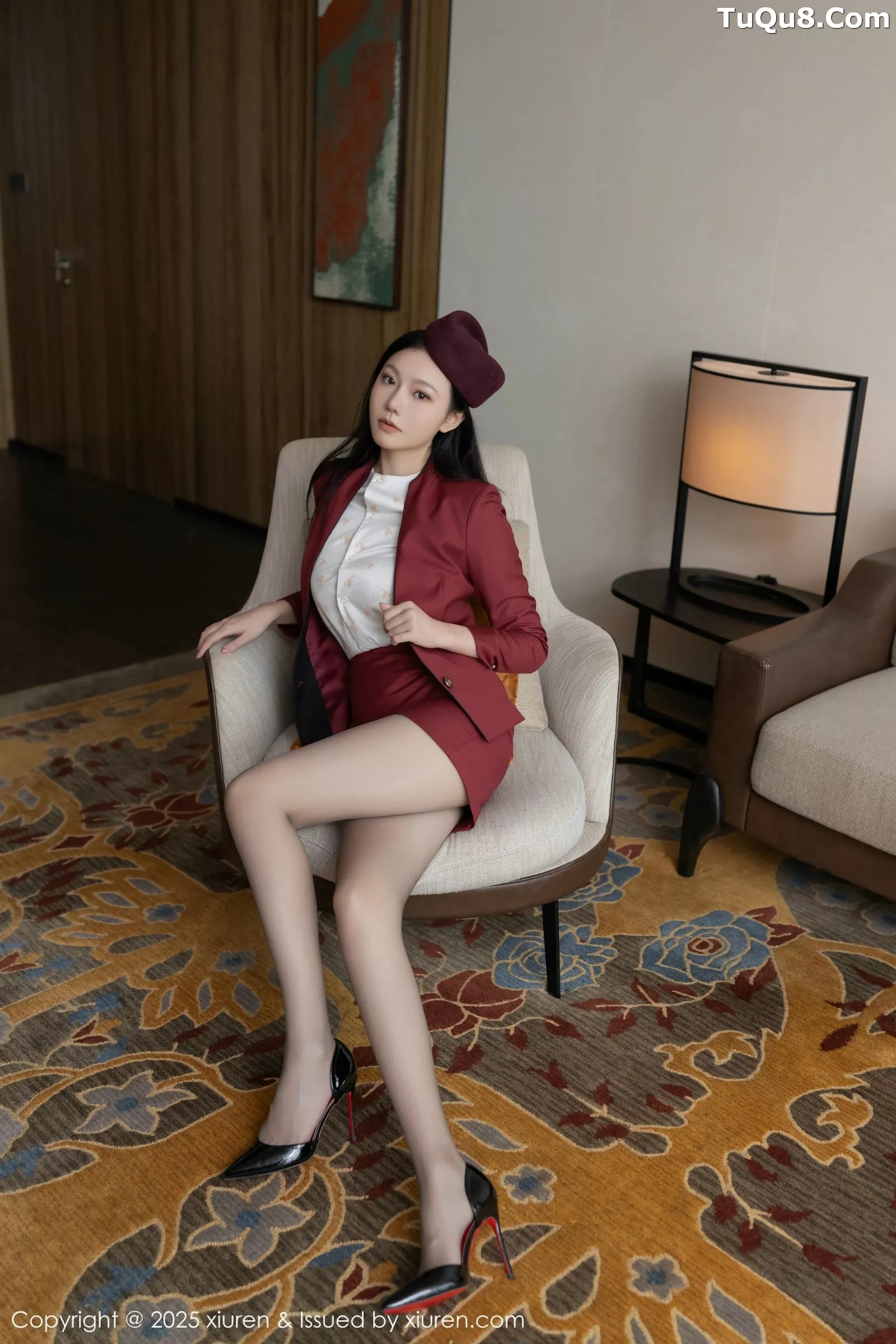 秀人集.com_[XiuRen秀人网]No.10333_模特安然anran红色空姐制服露黄色蕾丝内衣秀完美身材诱惑写真80P