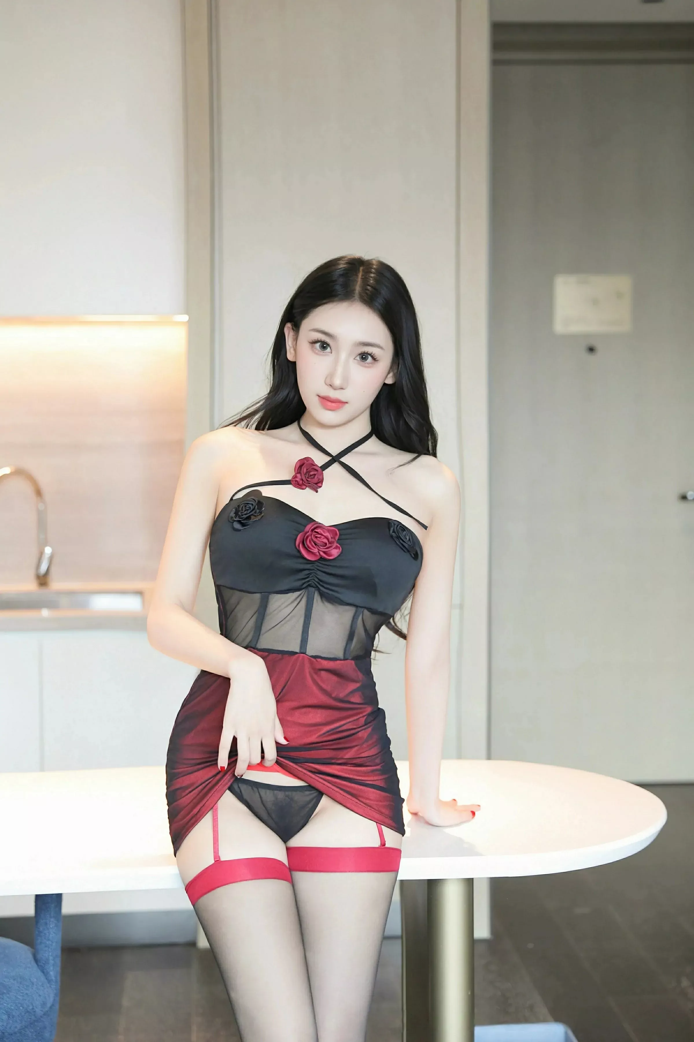 秀人集.com_[XiuRen秀人网]No.10413_新人模特桑宁性感黑红色连衣短裙配超薄黑丝秀曼妙身材诱惑写真78P