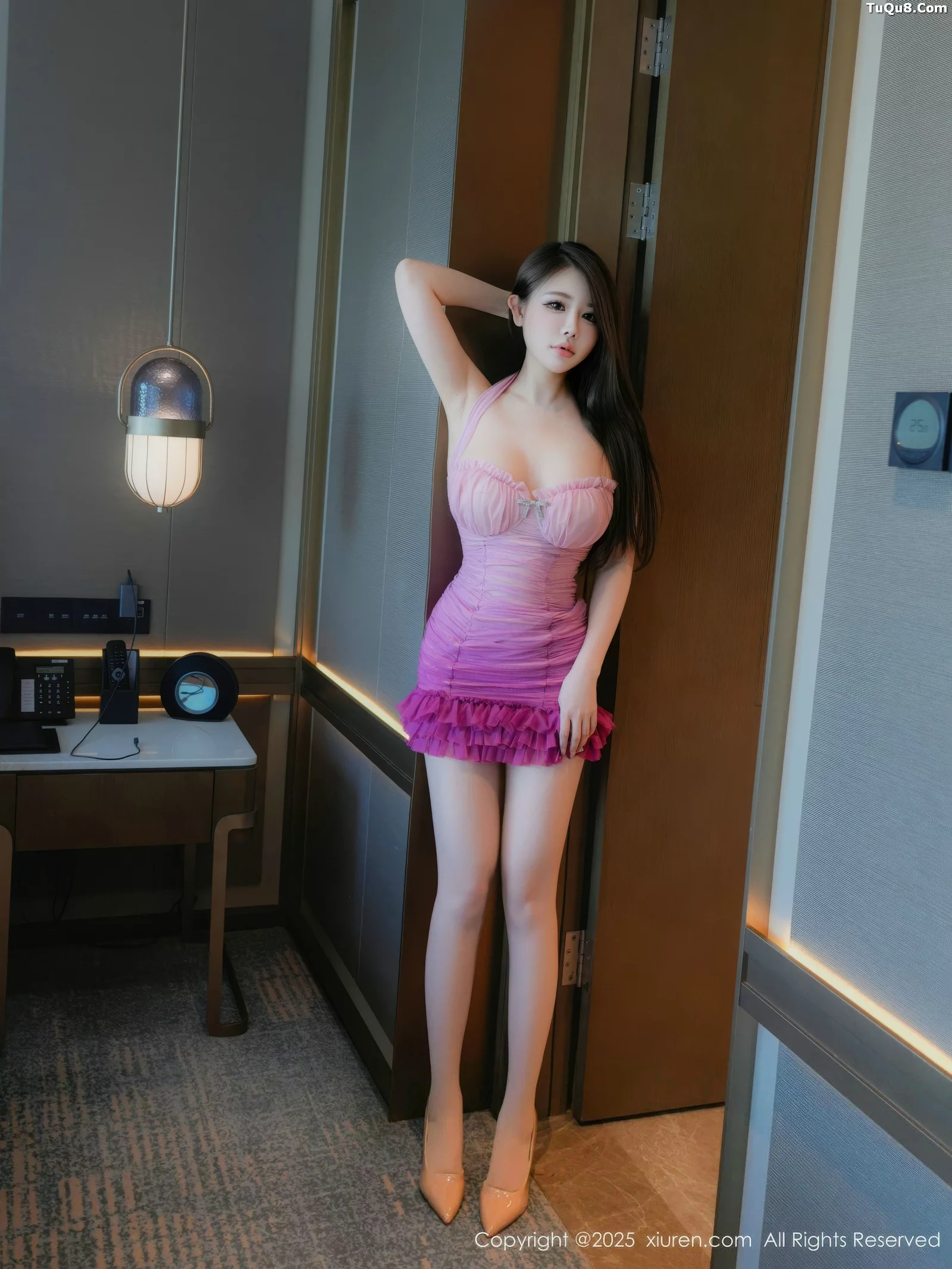 秀人集.com_[XiuRen秀人网]No.10714_模特甜妮性感紫色连衣裙露粉色内衣配肉丝袜秀丰腴身材诱惑写真72P
